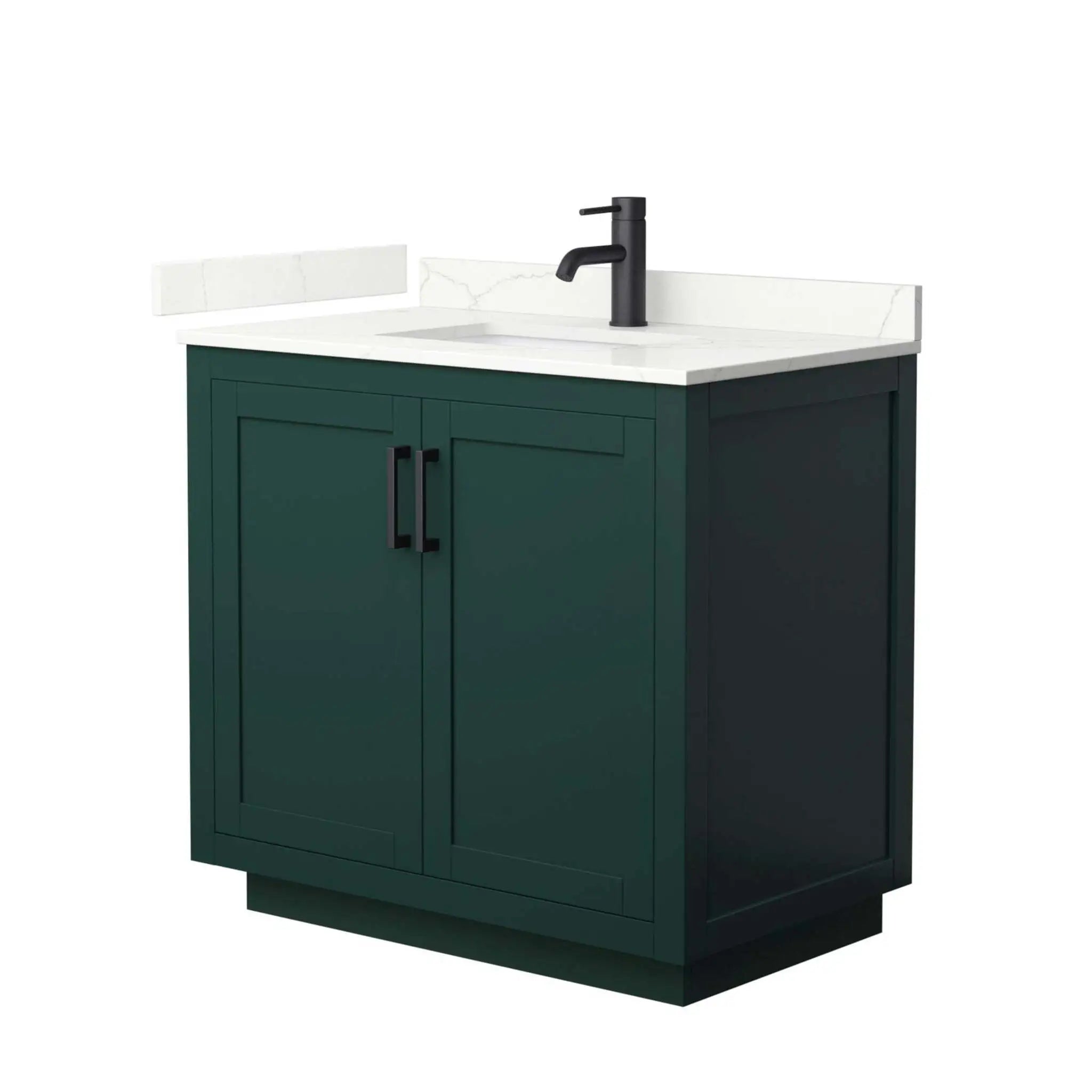 36" Miranda Single Bathroom Vanity in Green with Matte Black Trim by Wyndham