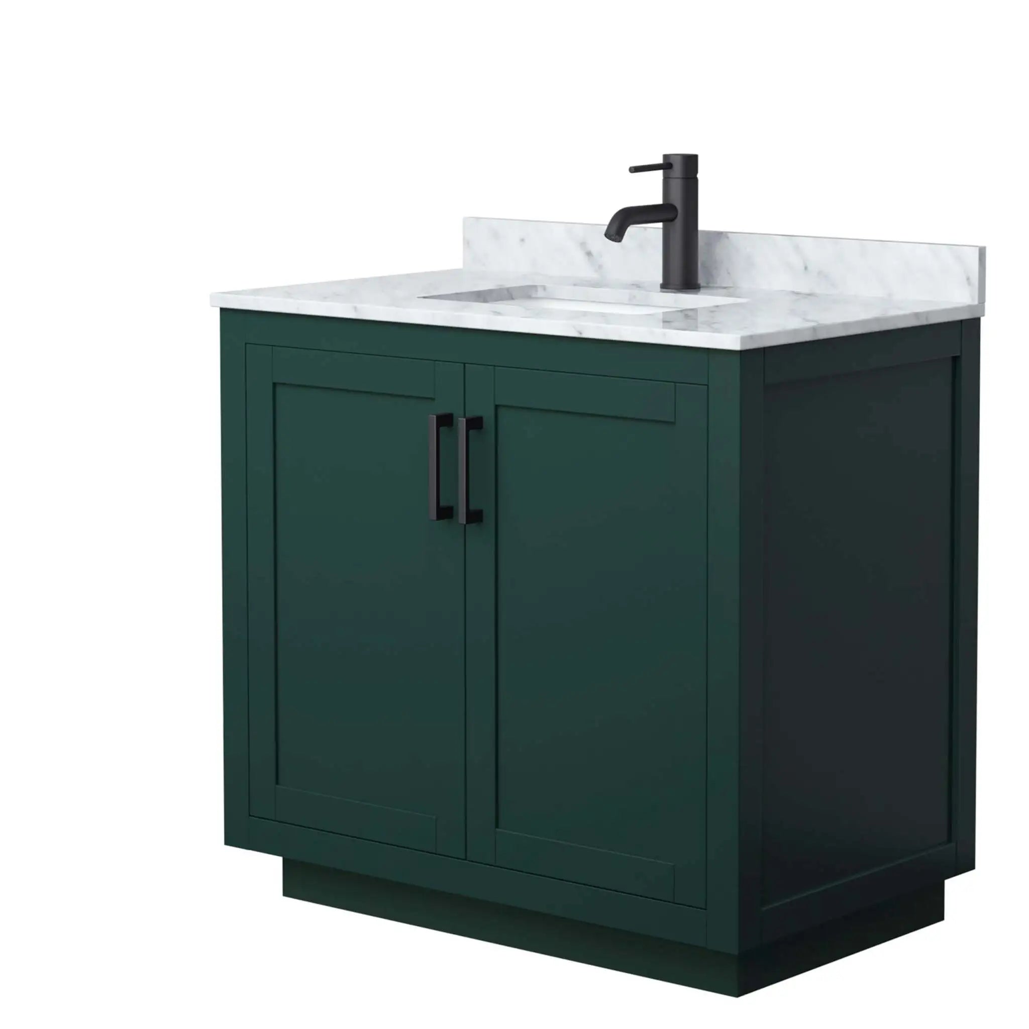 36" Miranda Single Bathroom Vanity in Green with Matte Black Trim by Wyndham