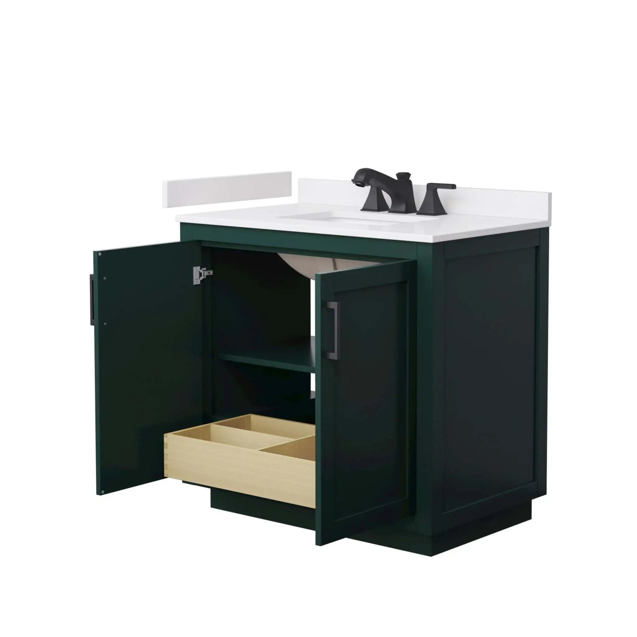 36" Miranda Single Bathroom Vanity in Green with Matte Black Trim by Wyndham