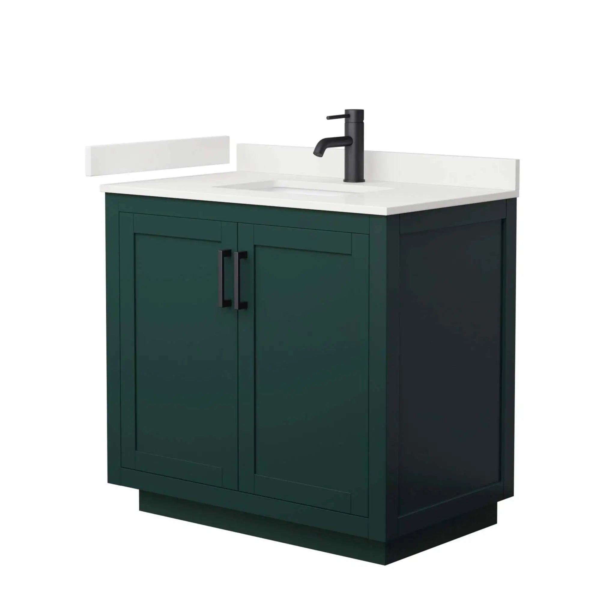 36" Miranda Single Bathroom Vanity in Green with Matte Black Trim by Wyndham
