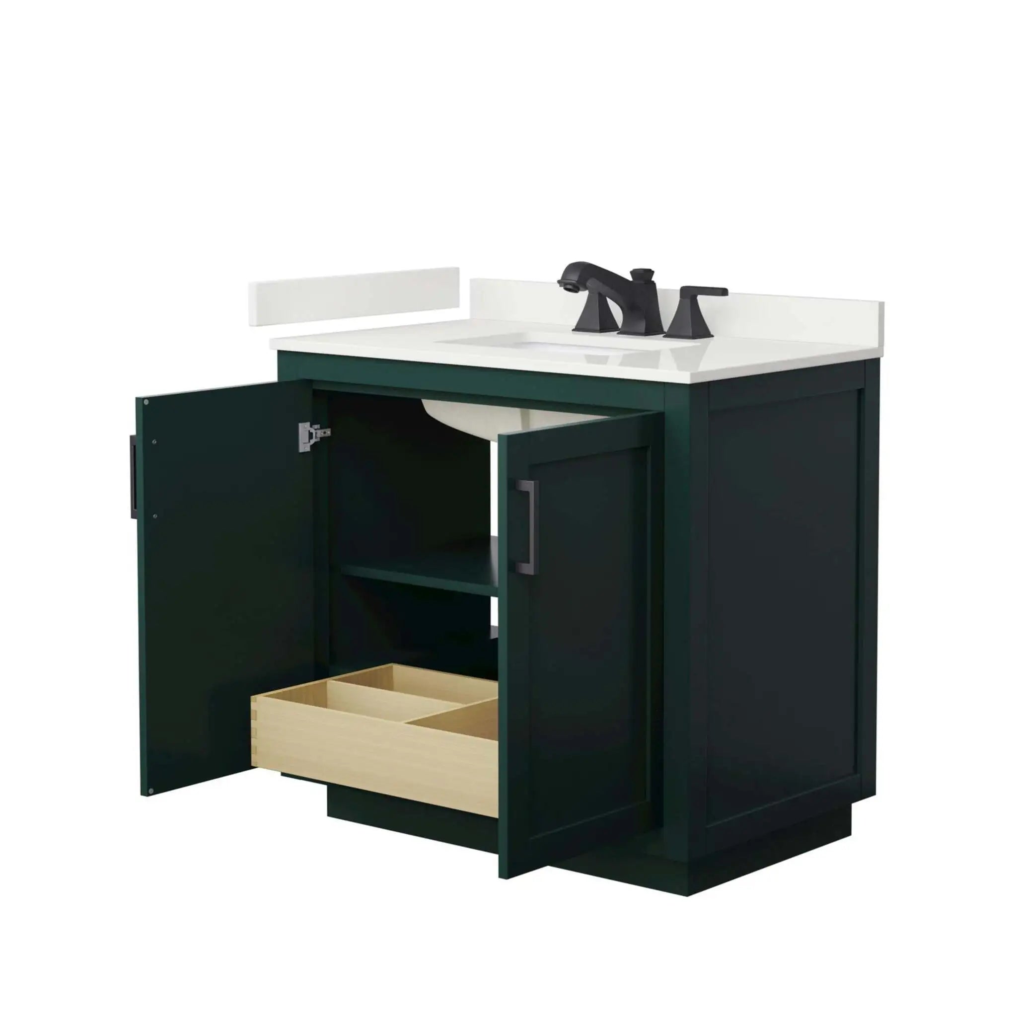 36" Miranda Single Bathroom Vanity in Green with Matte Black Trim by Wyndham