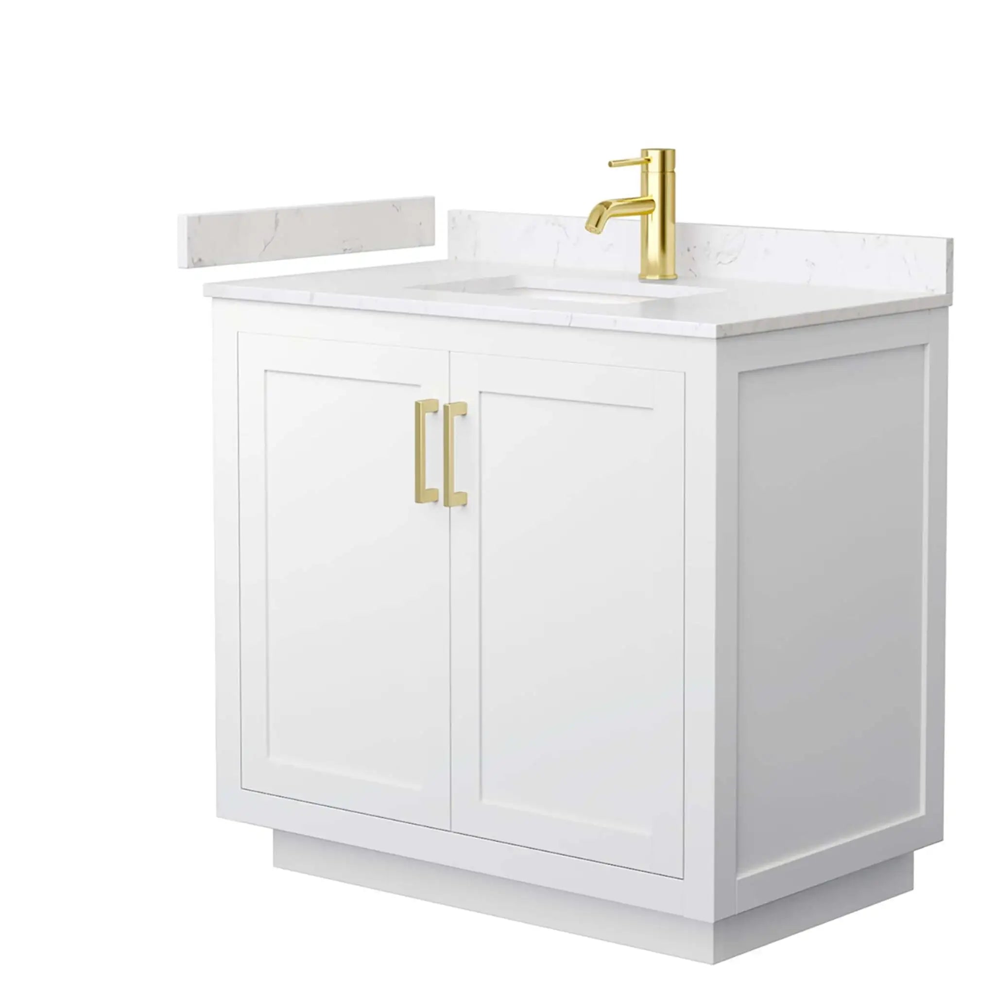 36" Miranda Single Bathroom Vanity in White with Brushed Gold Trim by Wyndham
