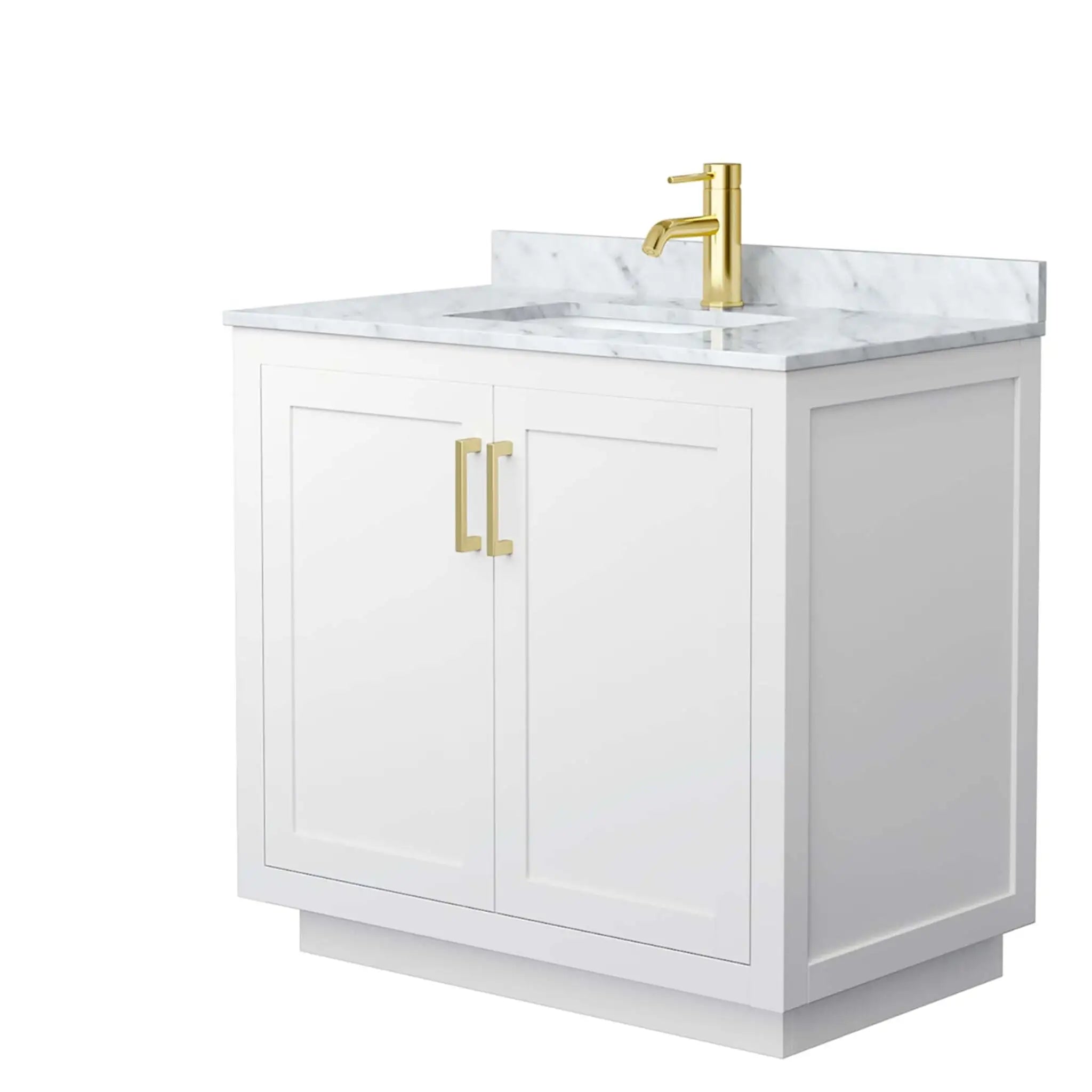 36" Miranda Single Bathroom Vanity in White with Brushed Gold Trim by Wyndham