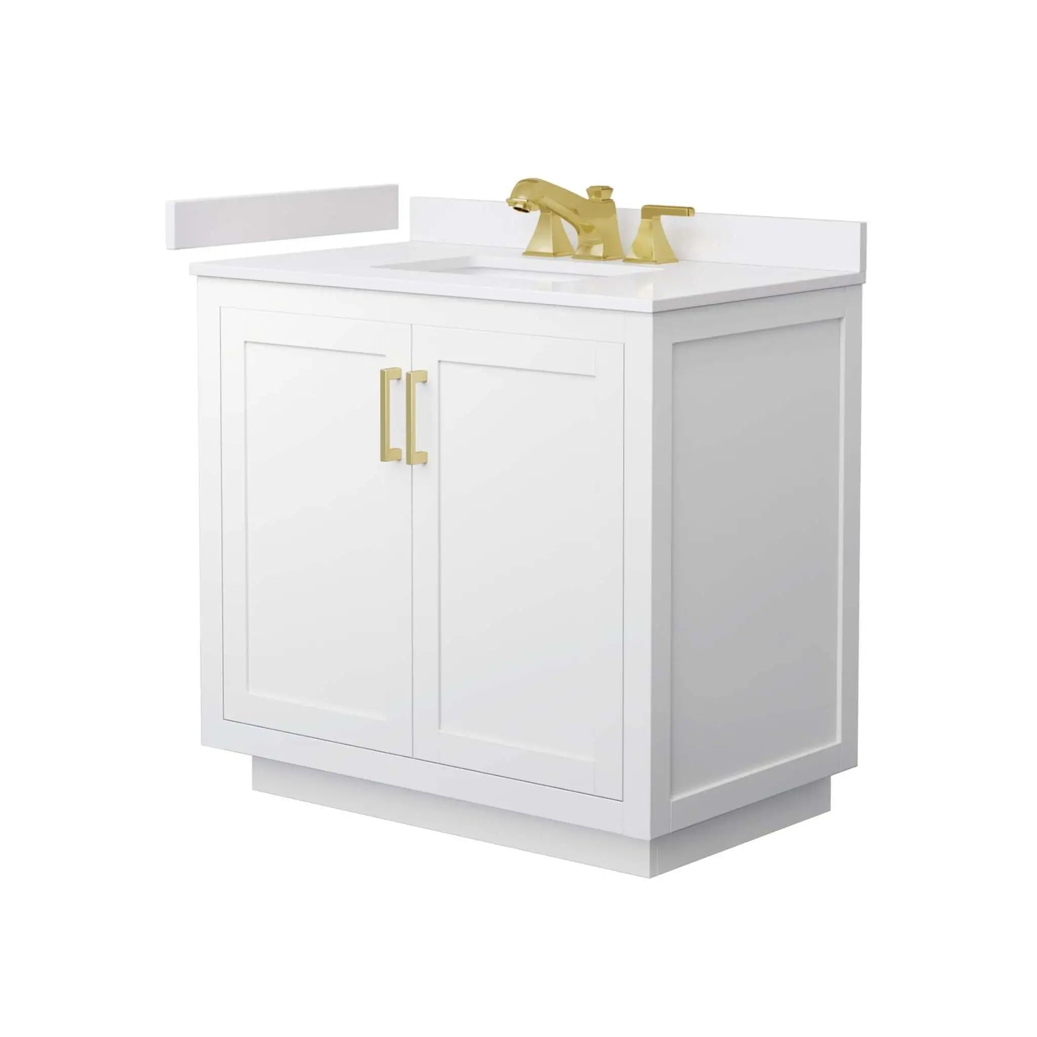 36" Miranda Single Bathroom Vanity in White with Brushed Gold Trim by Wyndham