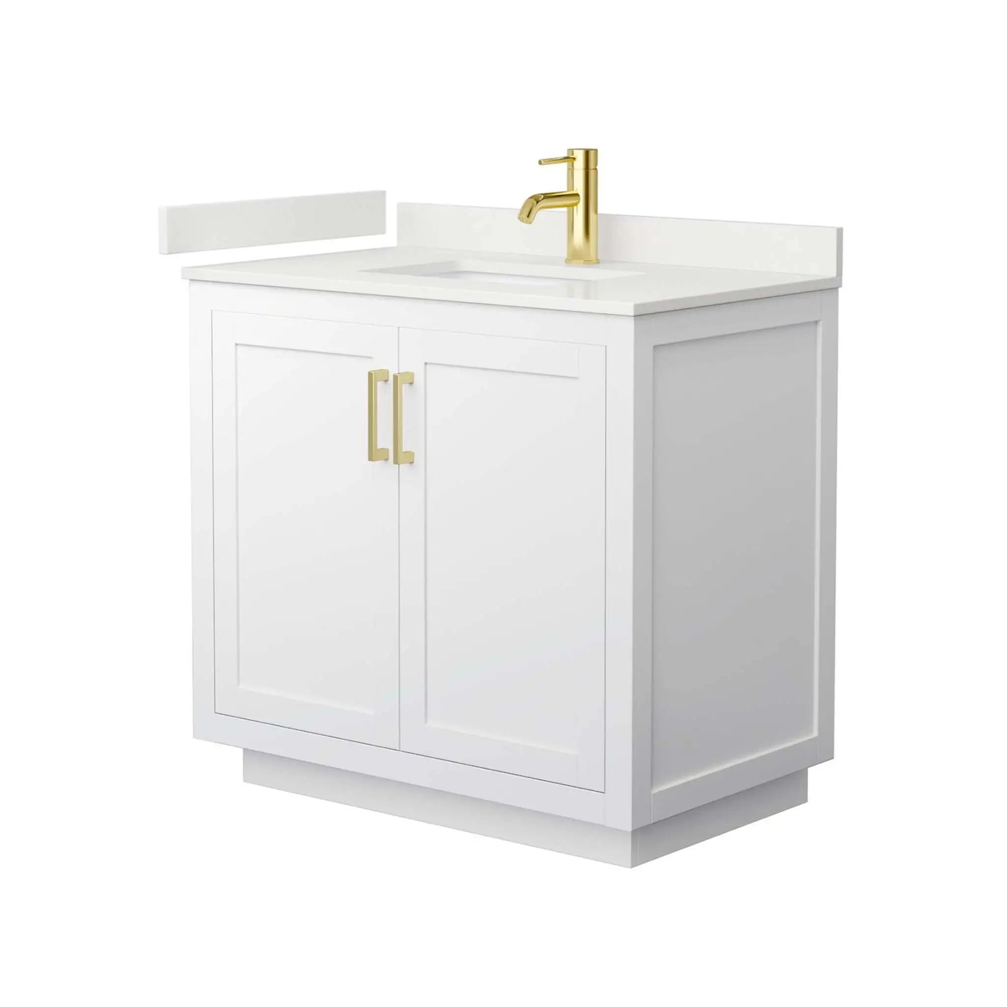 36" Miranda Single Bathroom Vanity in White with Brushed Gold Trim by Wyndham