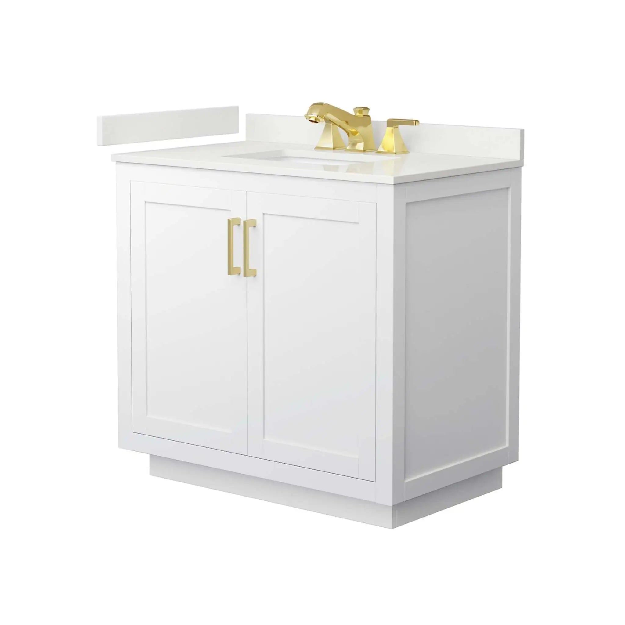36" Miranda Single Bathroom Vanity in White with Brushed Gold Trim by Wyndham