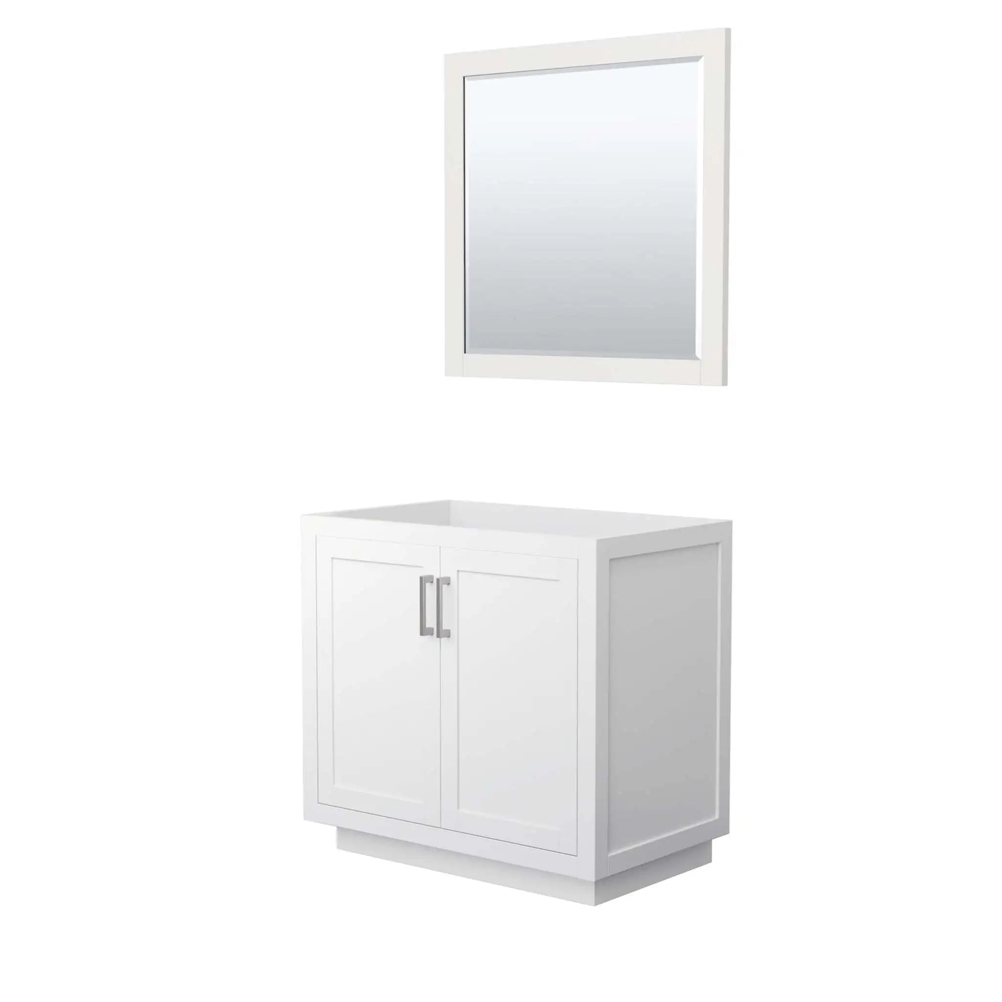 36" Miranda Single Bathroom Vanity in White with Brushed Nickel Trim & 34" Mirror by Wyndham