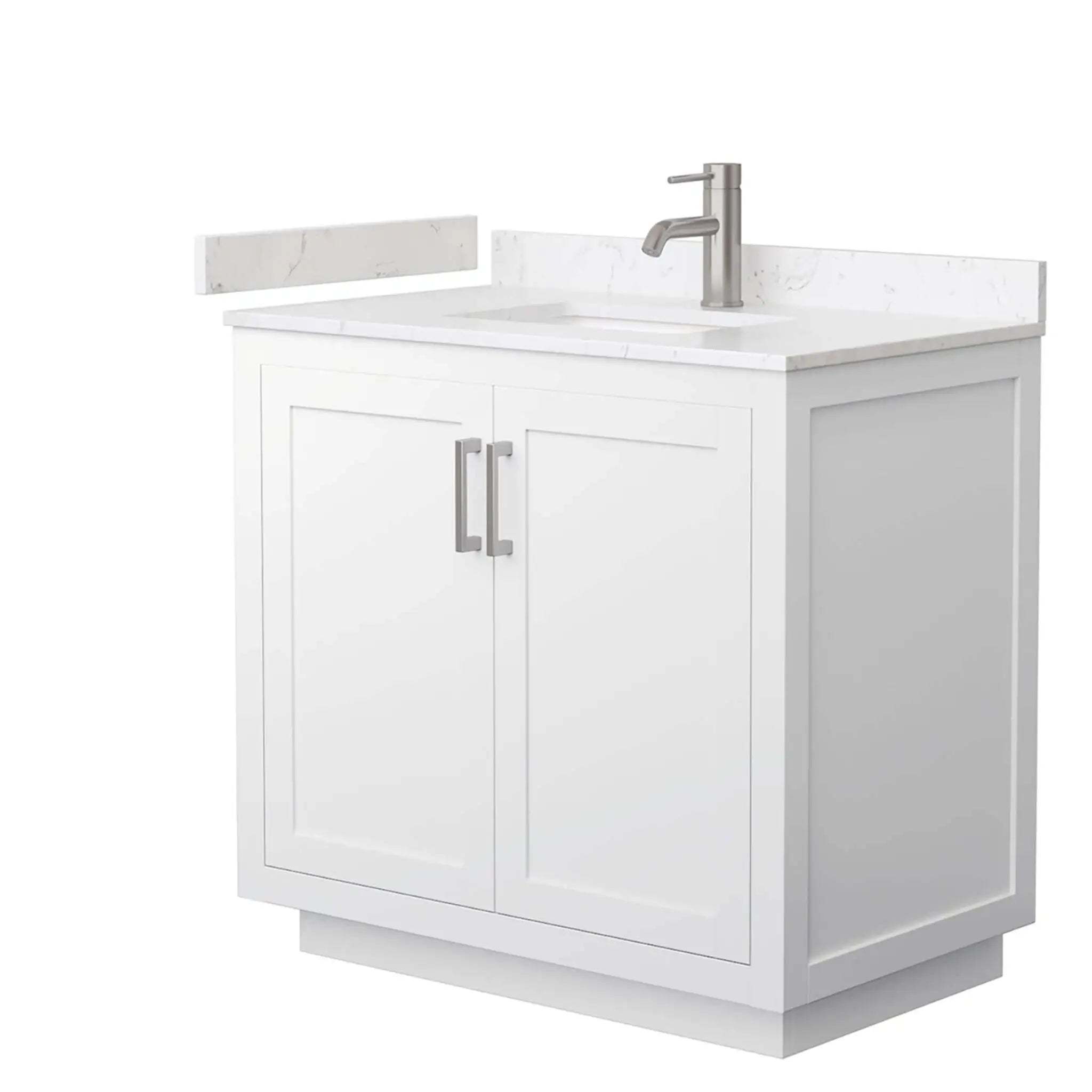 36" Miranda Single Bathroom Vanity in White with Brushed Nickel Trim by Wyndham