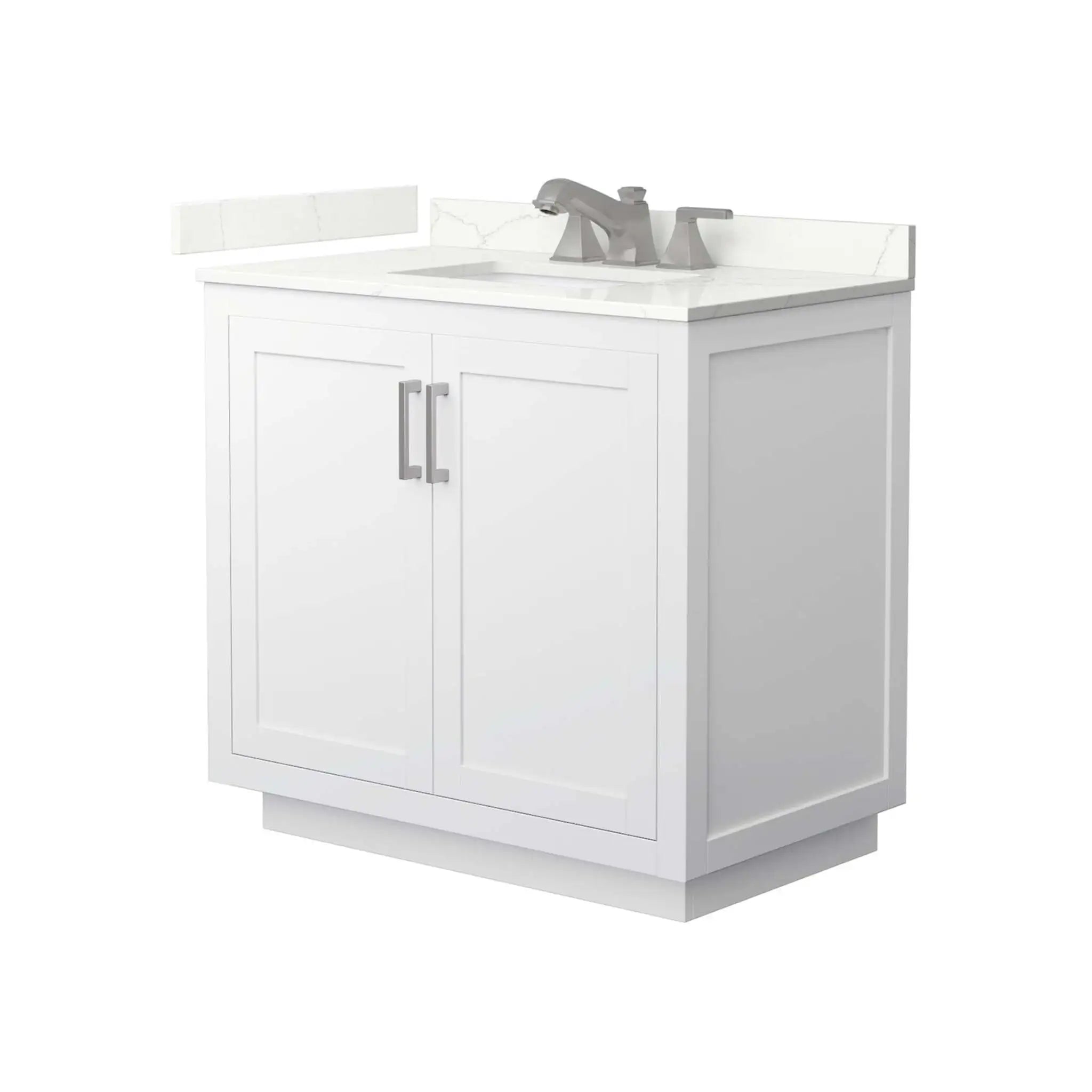 36" Miranda Single Bathroom Vanity in White with Brushed Nickel Trim by Wyndham