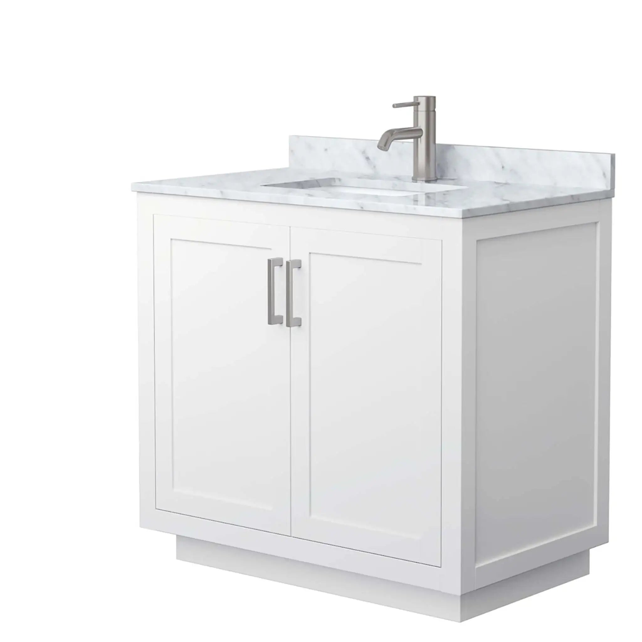 36" Miranda Single Bathroom Vanity in White with Brushed Nickel Trim by Wyndham