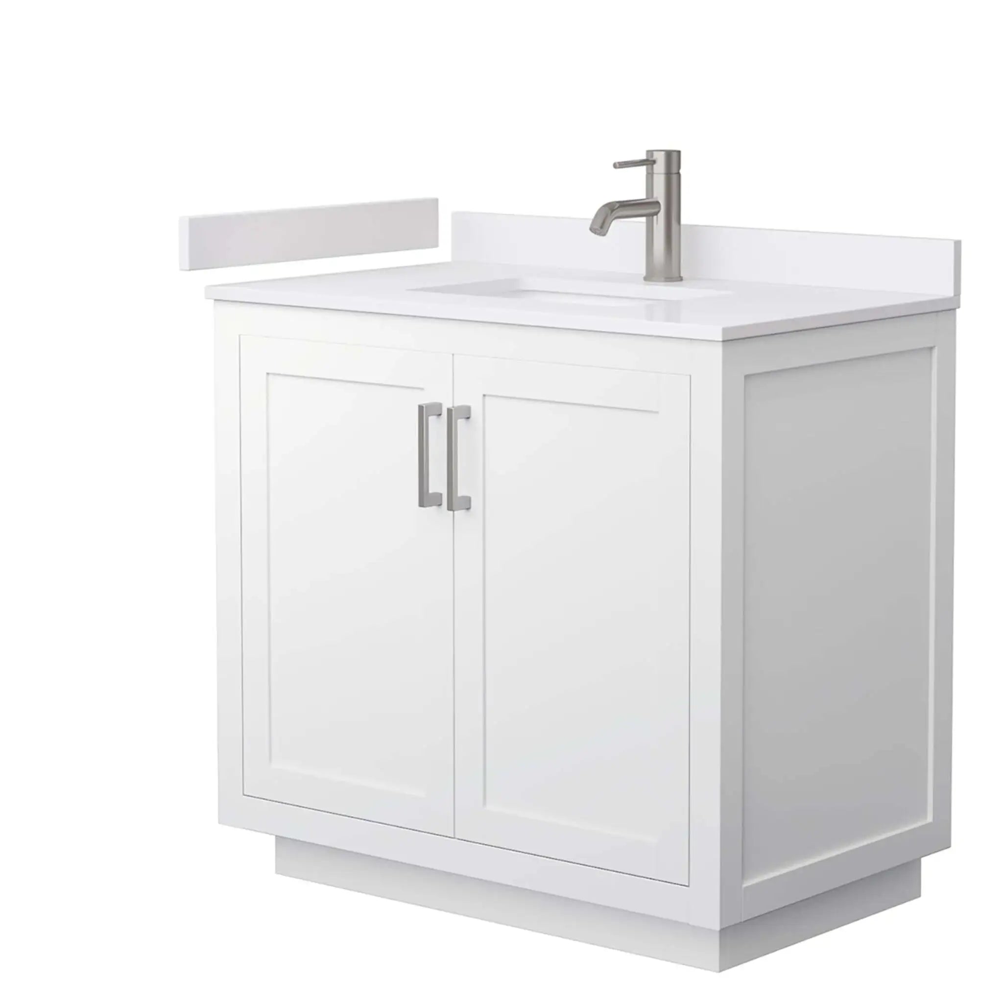 36" Miranda Single Bathroom Vanity in White with Brushed Nickel Trim by Wyndham