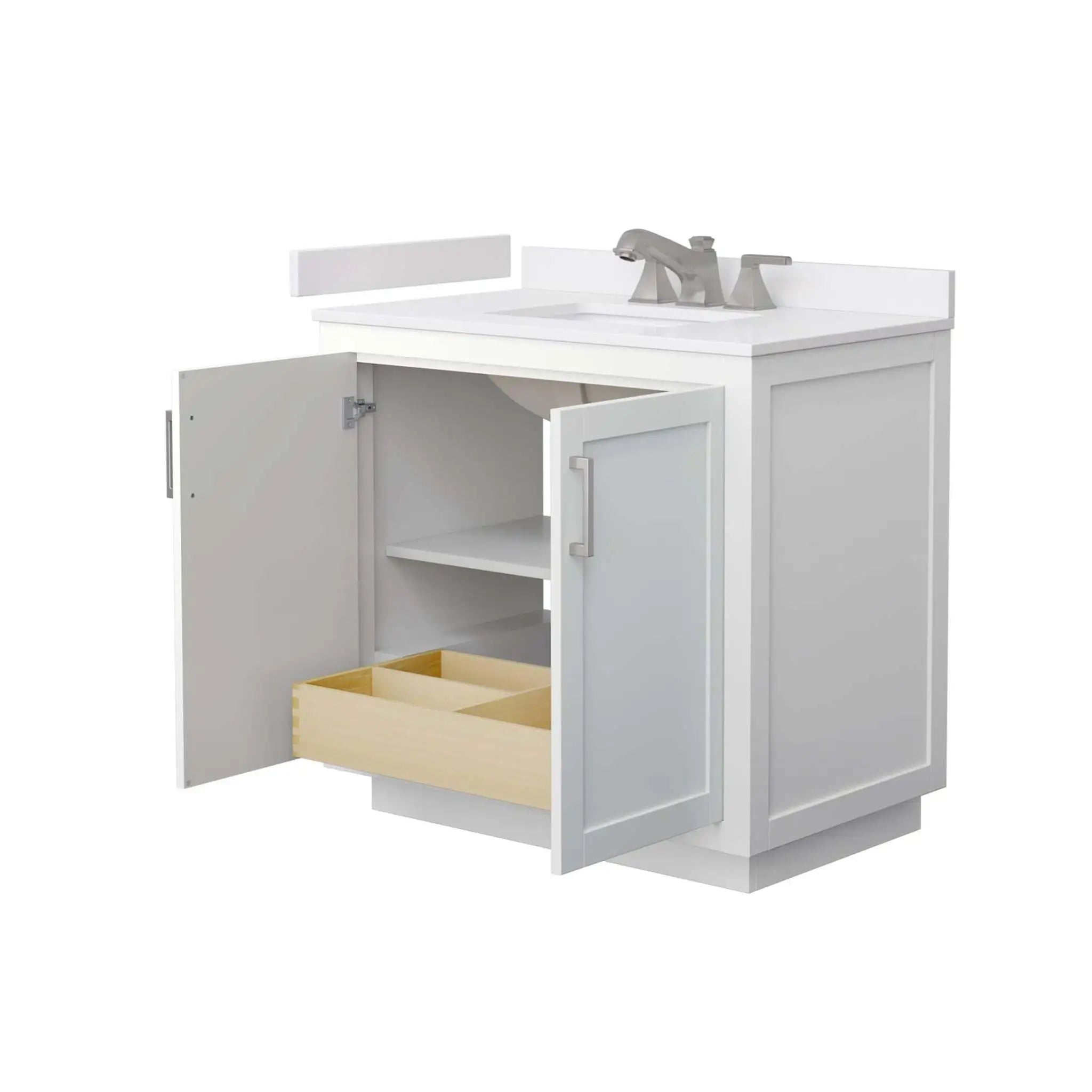 36" Miranda Single Bathroom Vanity in White with Brushed Nickel Trim by Wyndham