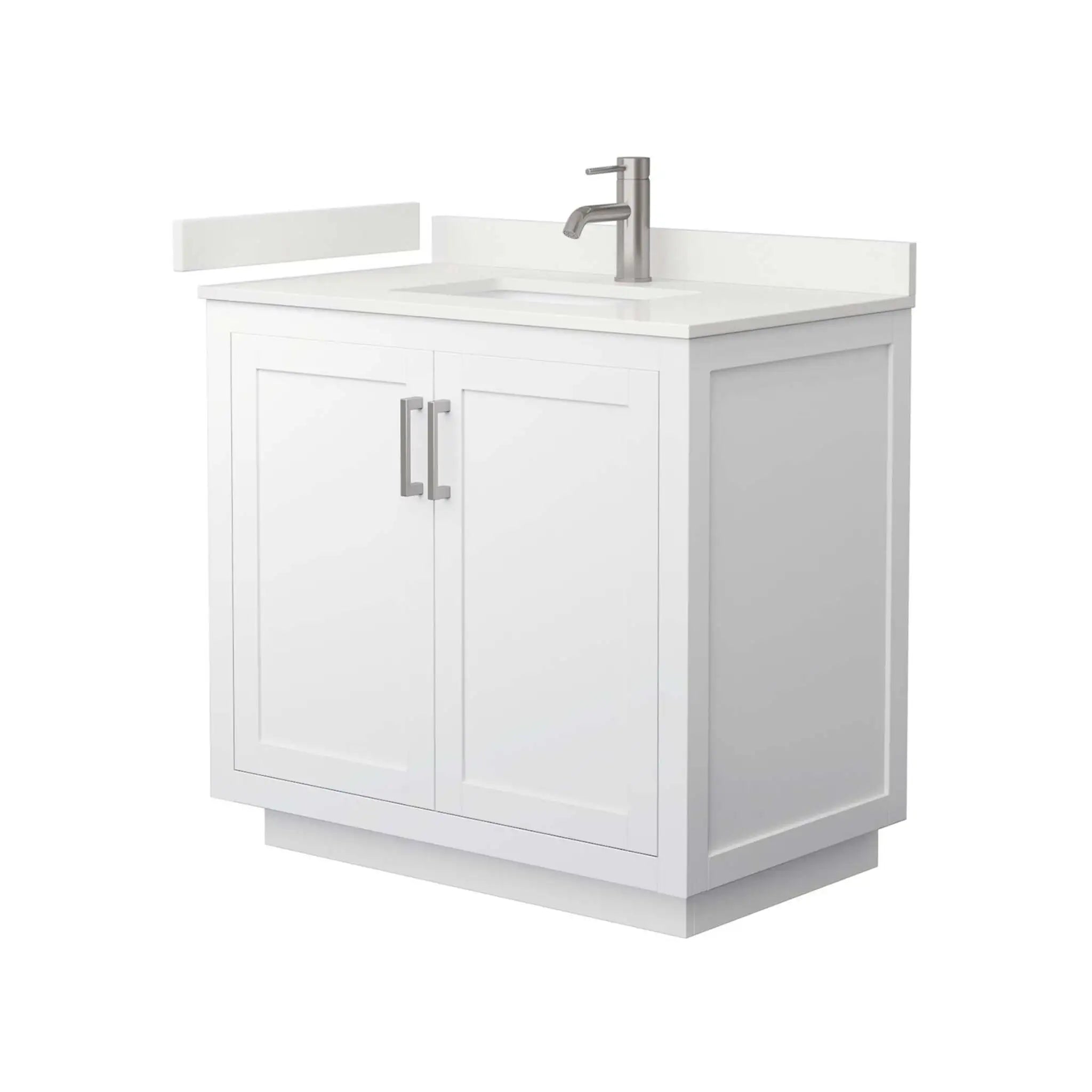 36" Miranda Single Bathroom Vanity in White with Brushed Nickel Trim by Wyndham