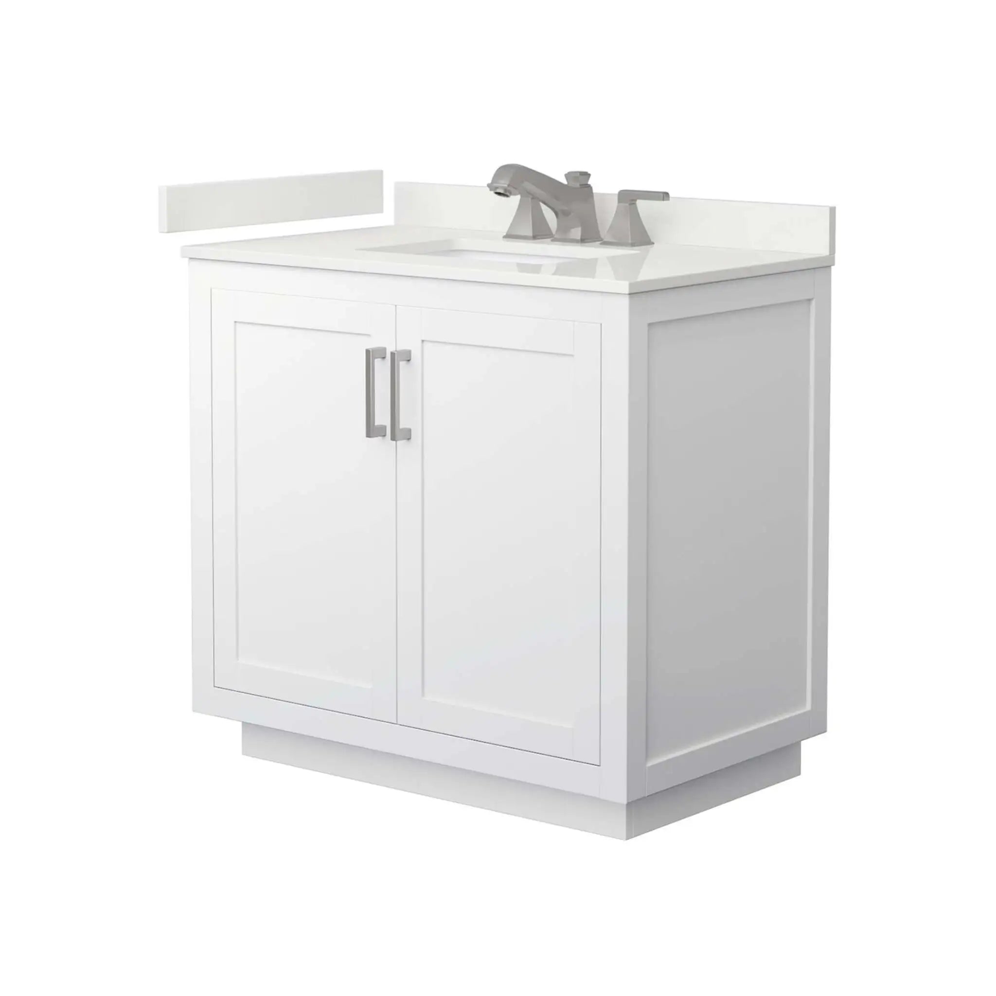 36" Miranda Single Bathroom Vanity in White with Brushed Nickel Trim by Wyndham