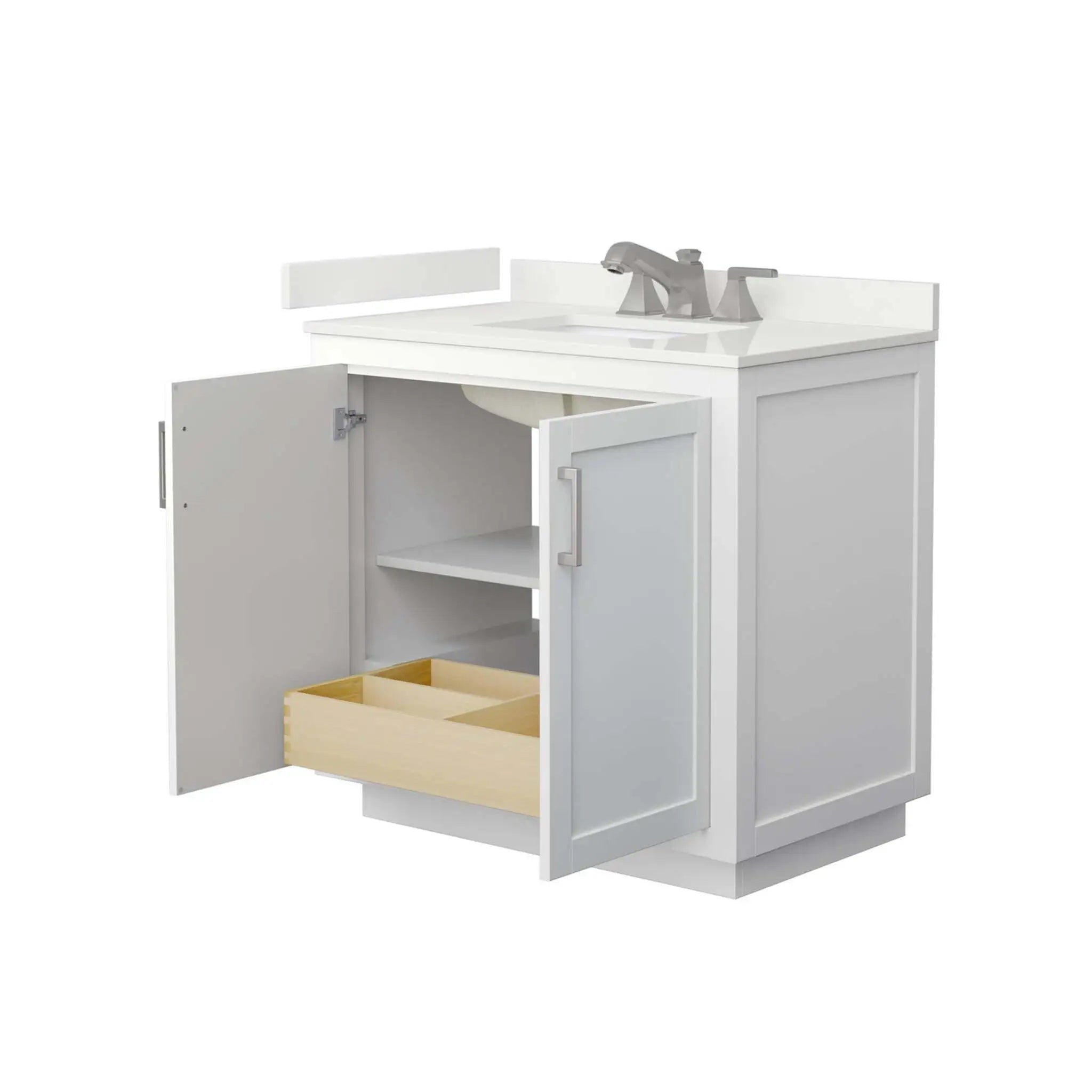36" Miranda Single Bathroom Vanity in White with Brushed Nickel Trim by Wyndham