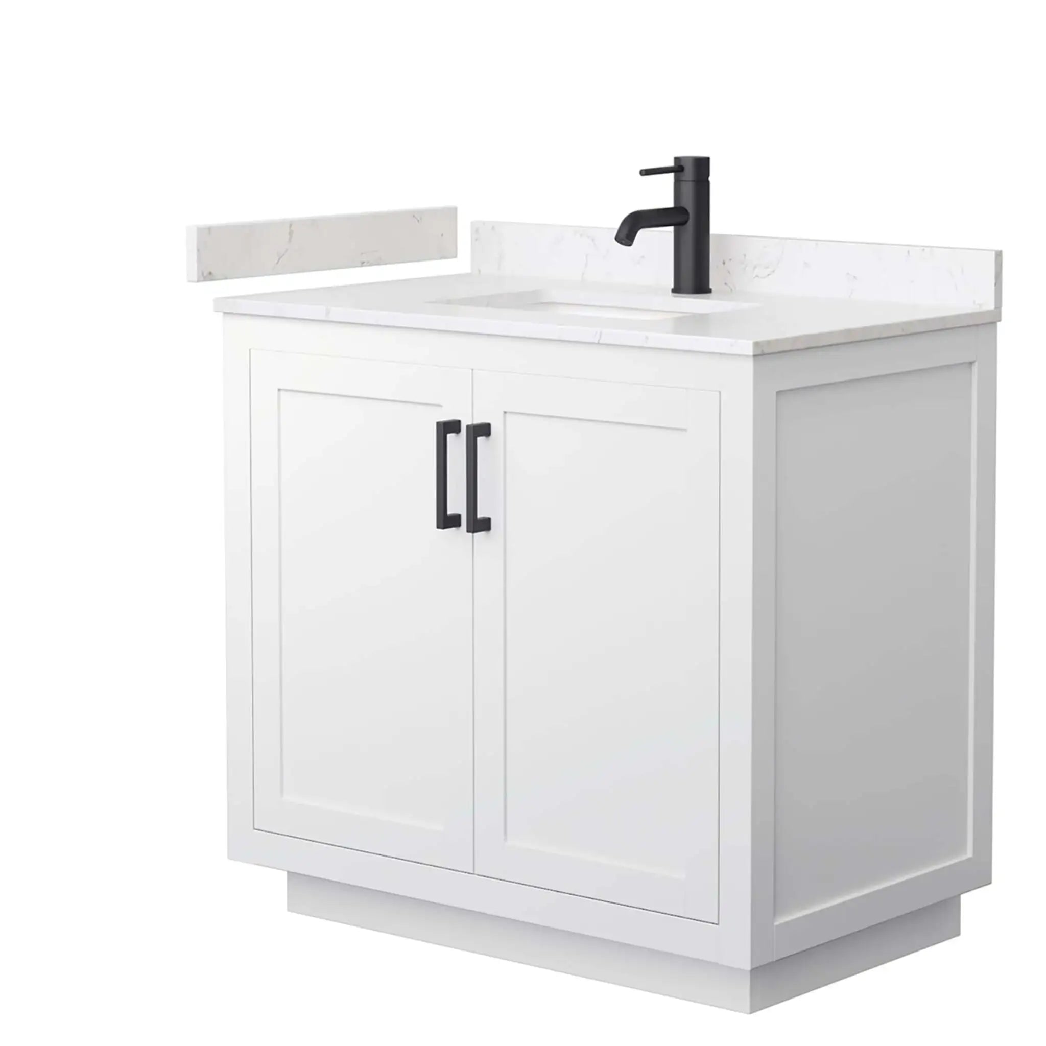 36" Miranda Single Bathroom Vanity in White with Matte Black Trim by Wyndham