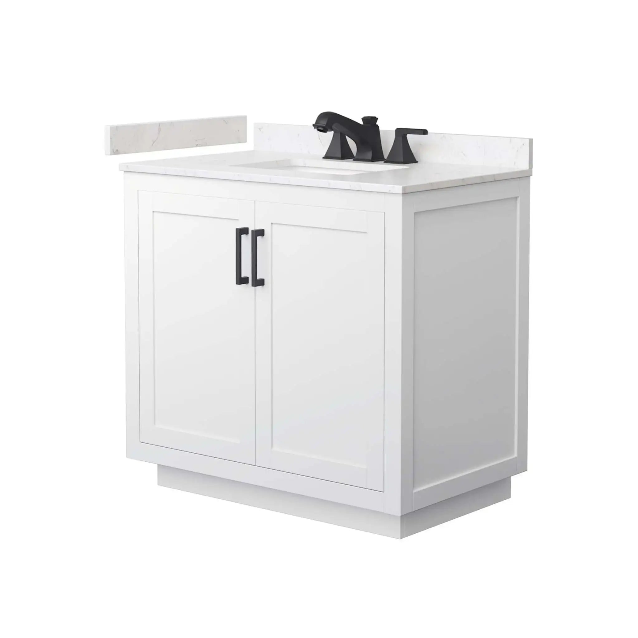 36" Miranda Single Bathroom Vanity in White with Matte Black Trim by Wyndham