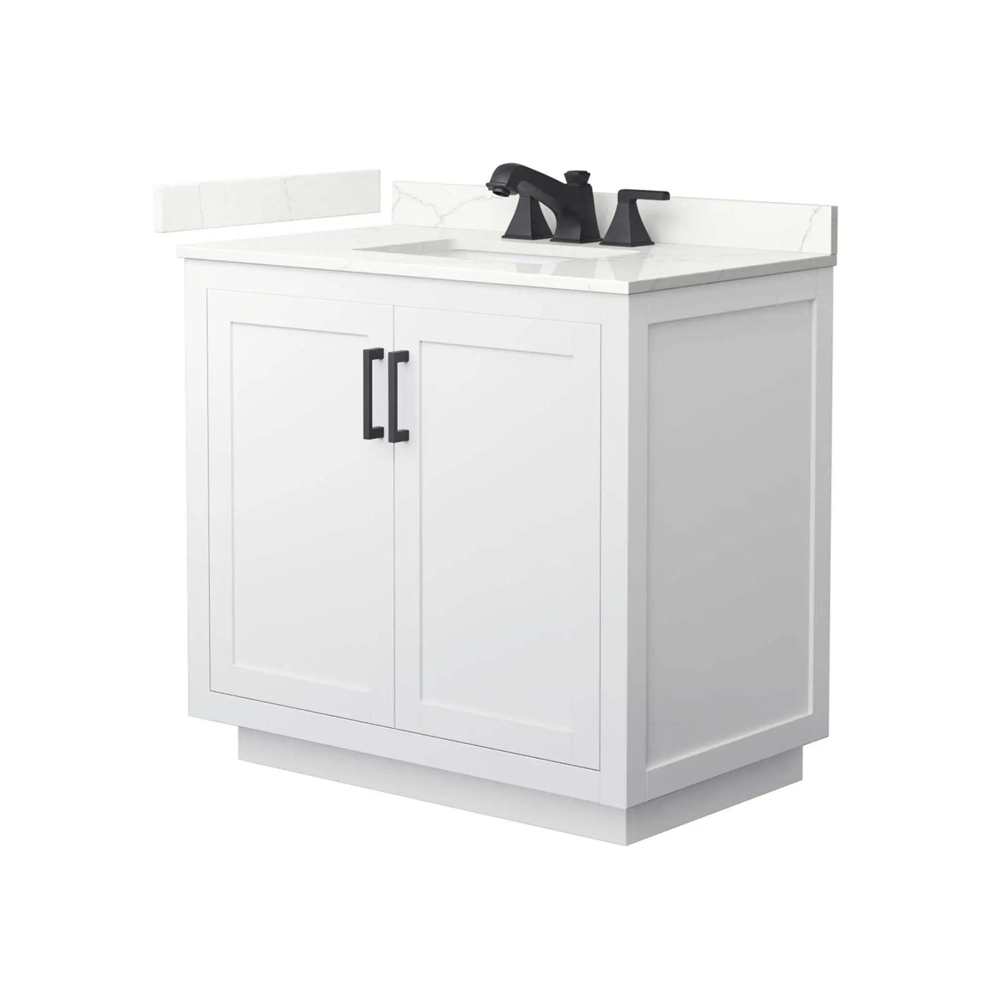 36" Miranda Single Bathroom Vanity in White with Matte Black Trim by Wyndham
