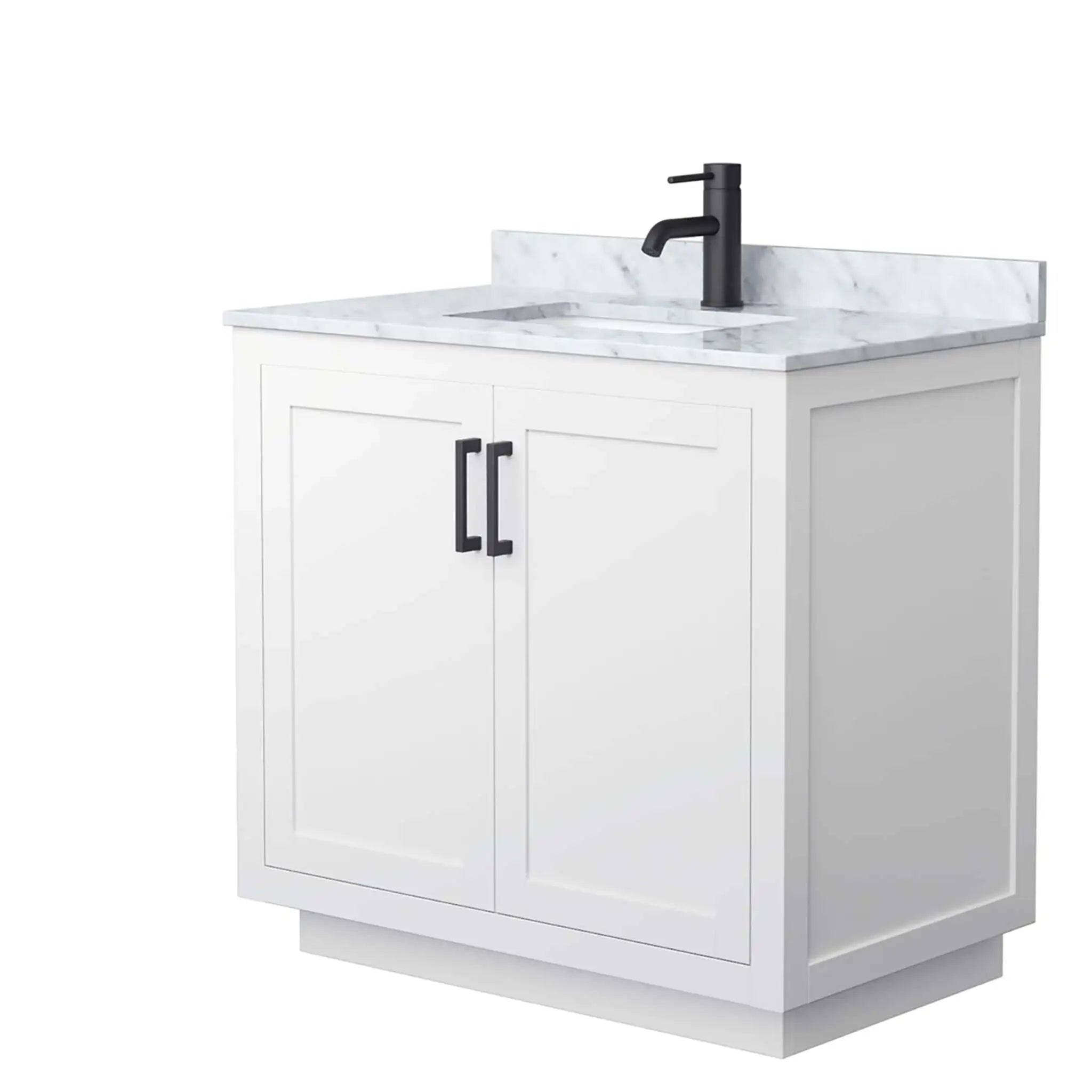 36" Miranda Single Bathroom Vanity in White with Matte Black Trim by Wyndham