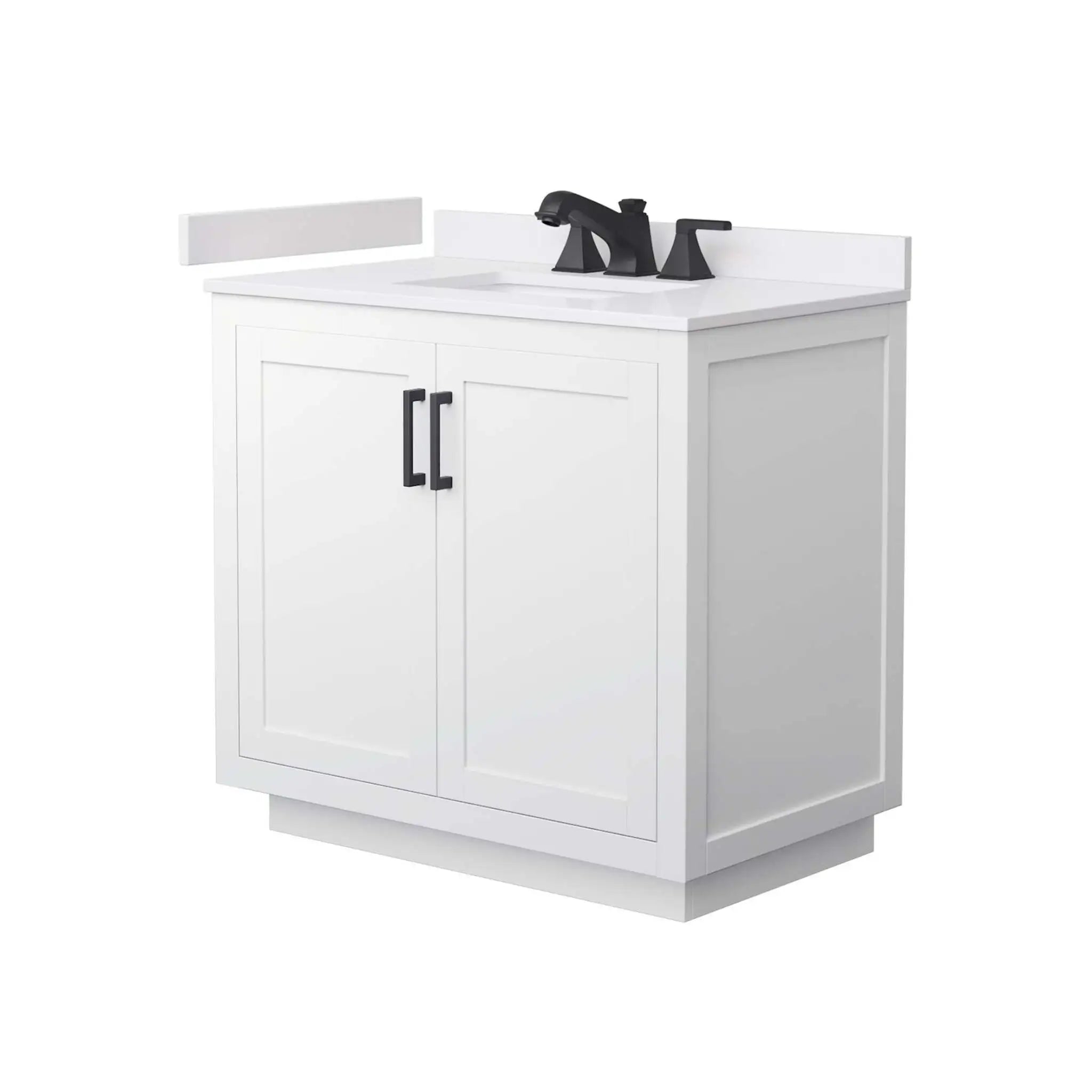 36" Miranda Single Bathroom Vanity in White with Matte Black Trim by Wyndham
