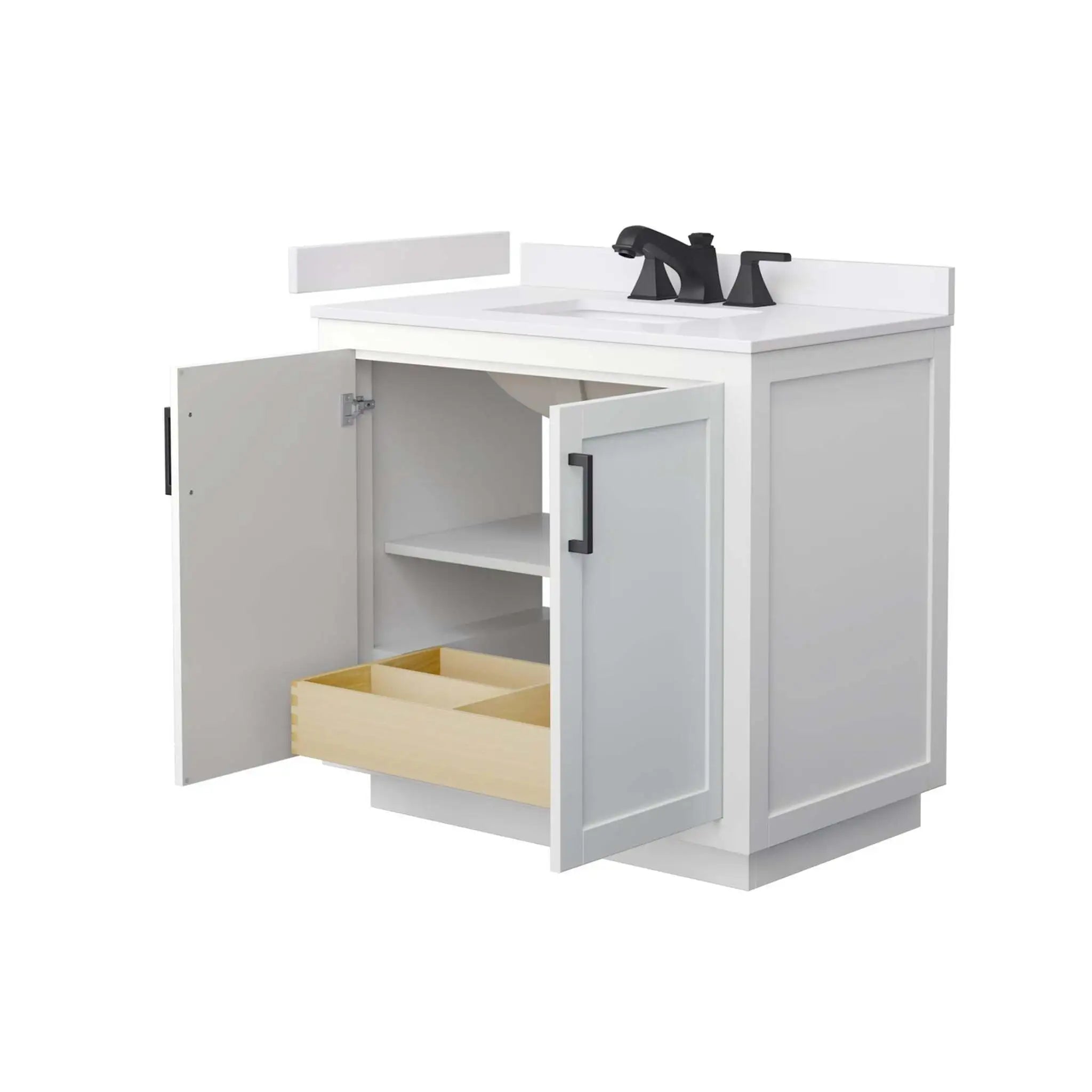 36" Miranda Single Bathroom Vanity in White with Matte Black Trim by Wyndham