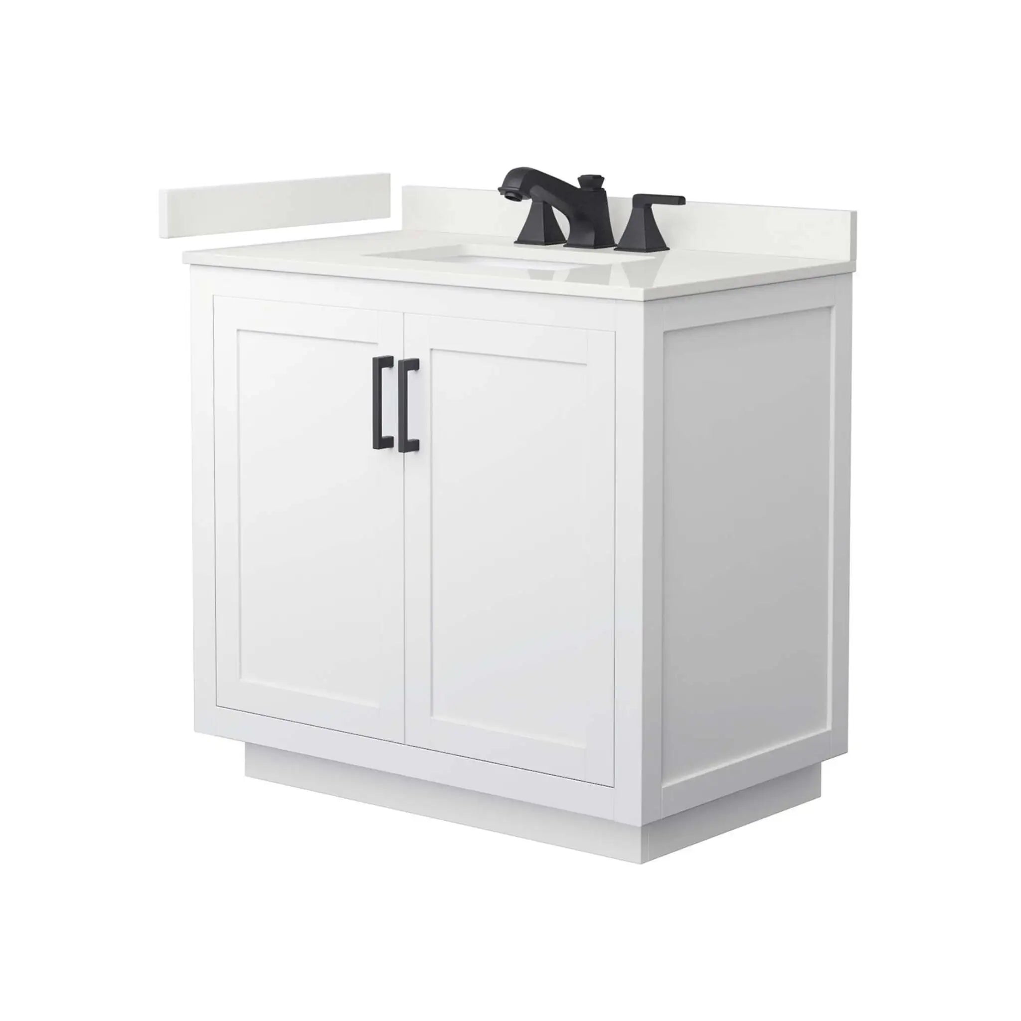 36" Miranda Single Bathroom Vanity in White with Matte Black Trim by Wyndham