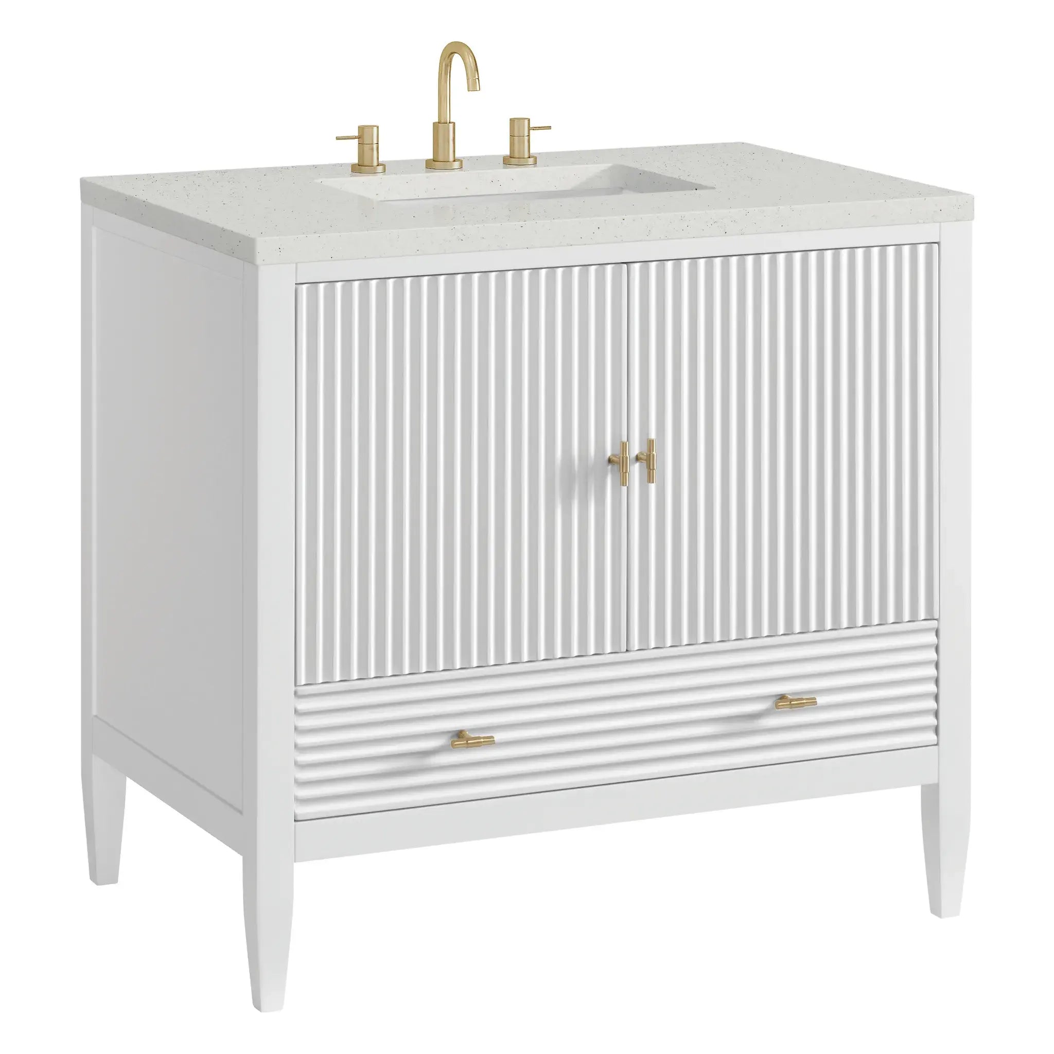 36" Myrrin Vanity in Bright White-Lime Delight Silestone-8" Widespread image 9