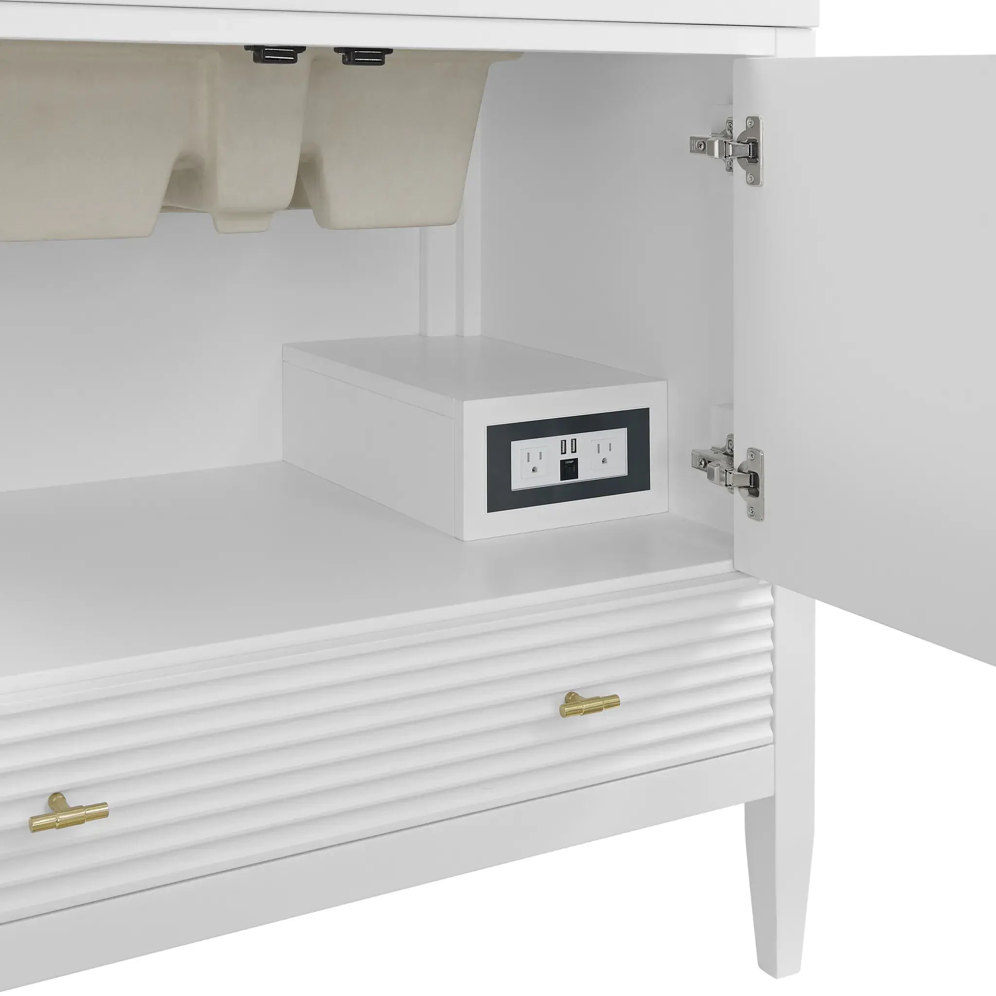 36" Myrrin Vanity in Bright White-White Zeus Silestone & Backsplash-Single Hole image 4