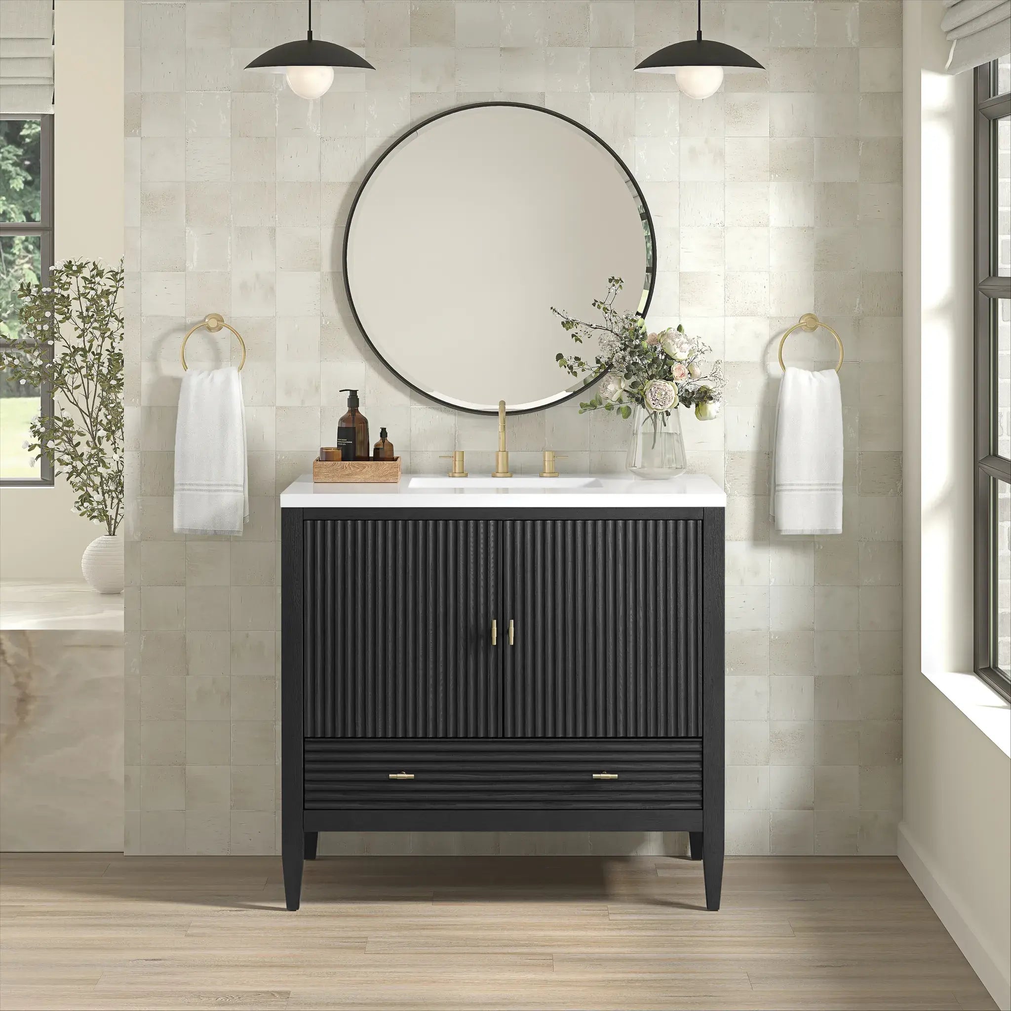 36" Myrrin Vanity in Carbon Oak-Cabinet Only-Not Available image 2