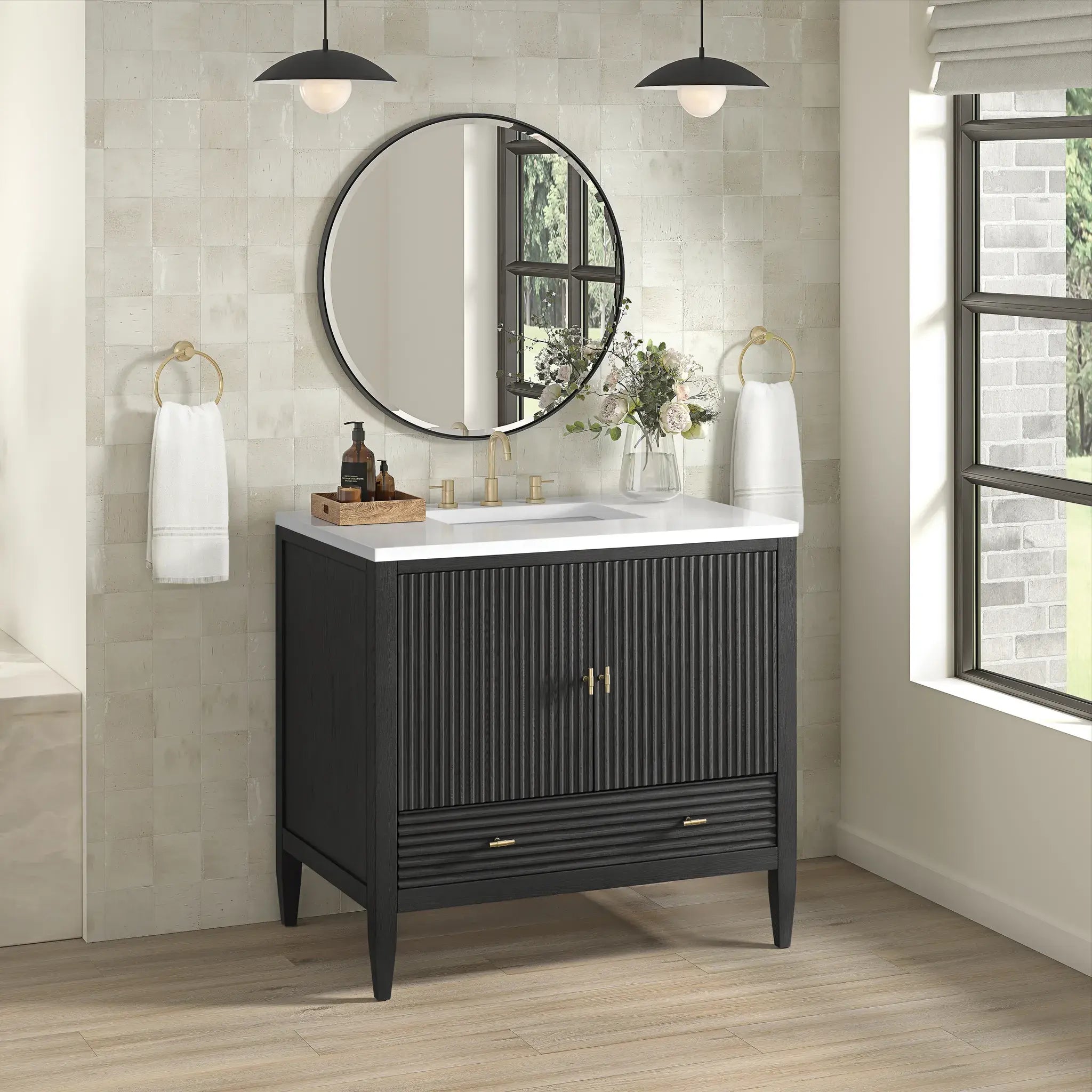 36" Myrrin Vanity in Carbon Oak-Cabinet Only-Not Available image 3