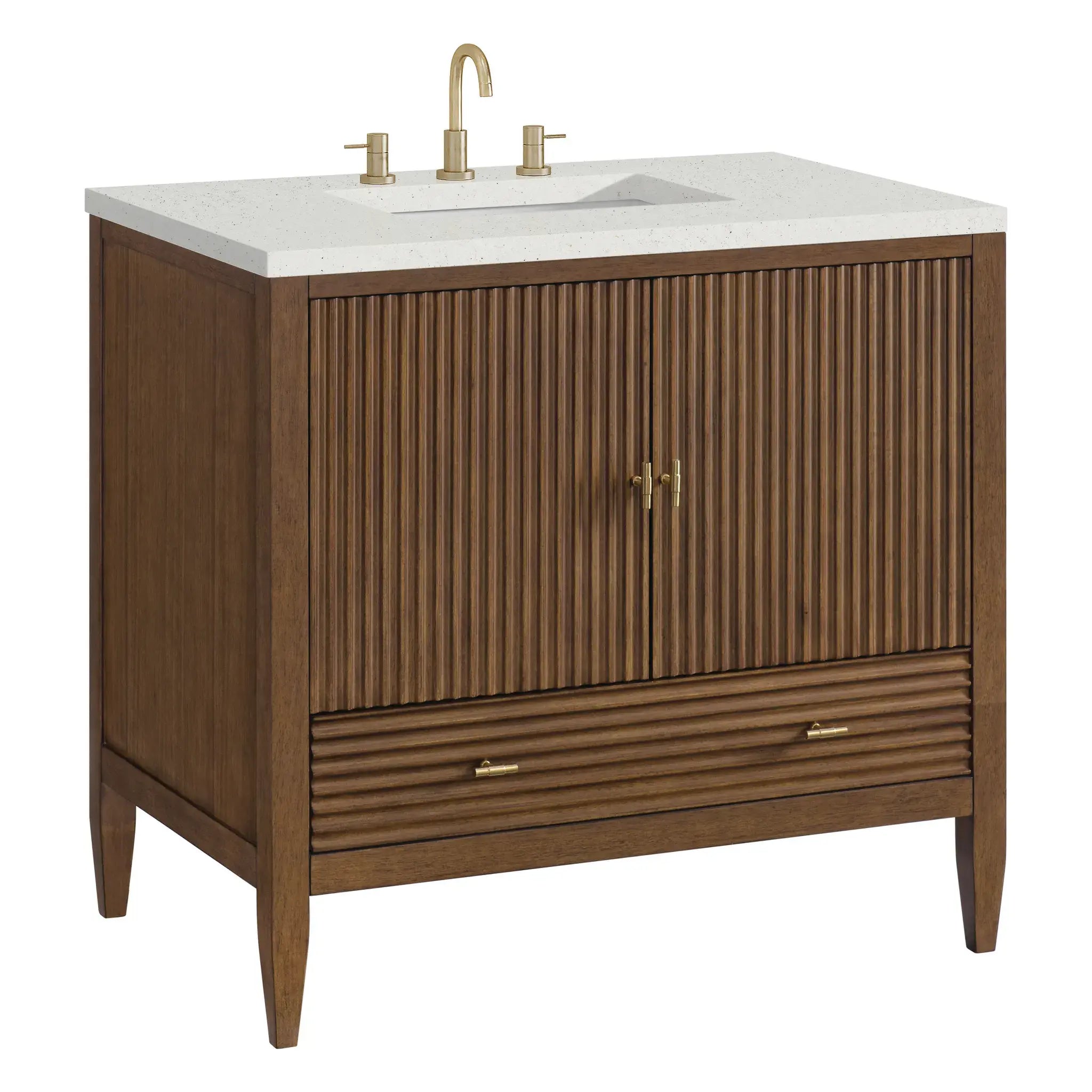 36" Myrrin Vanity in Mid Century Walnut-Lime Delight Silestone-8" Widespread image 9