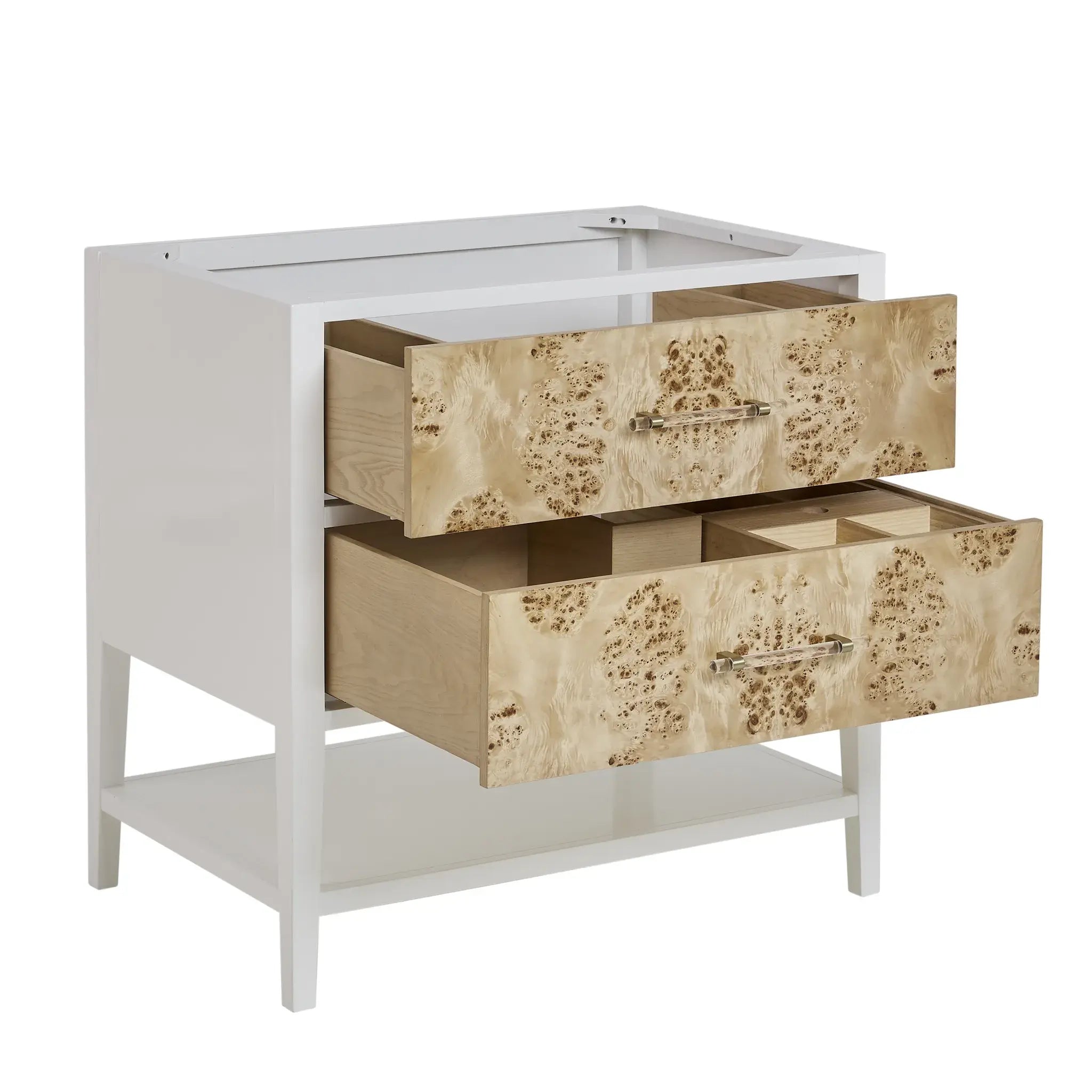 36" Olena Single Vanity in Light Mappa Burl and Polished White-White Zeus Silestone & Backsplash-Single Hole image 7