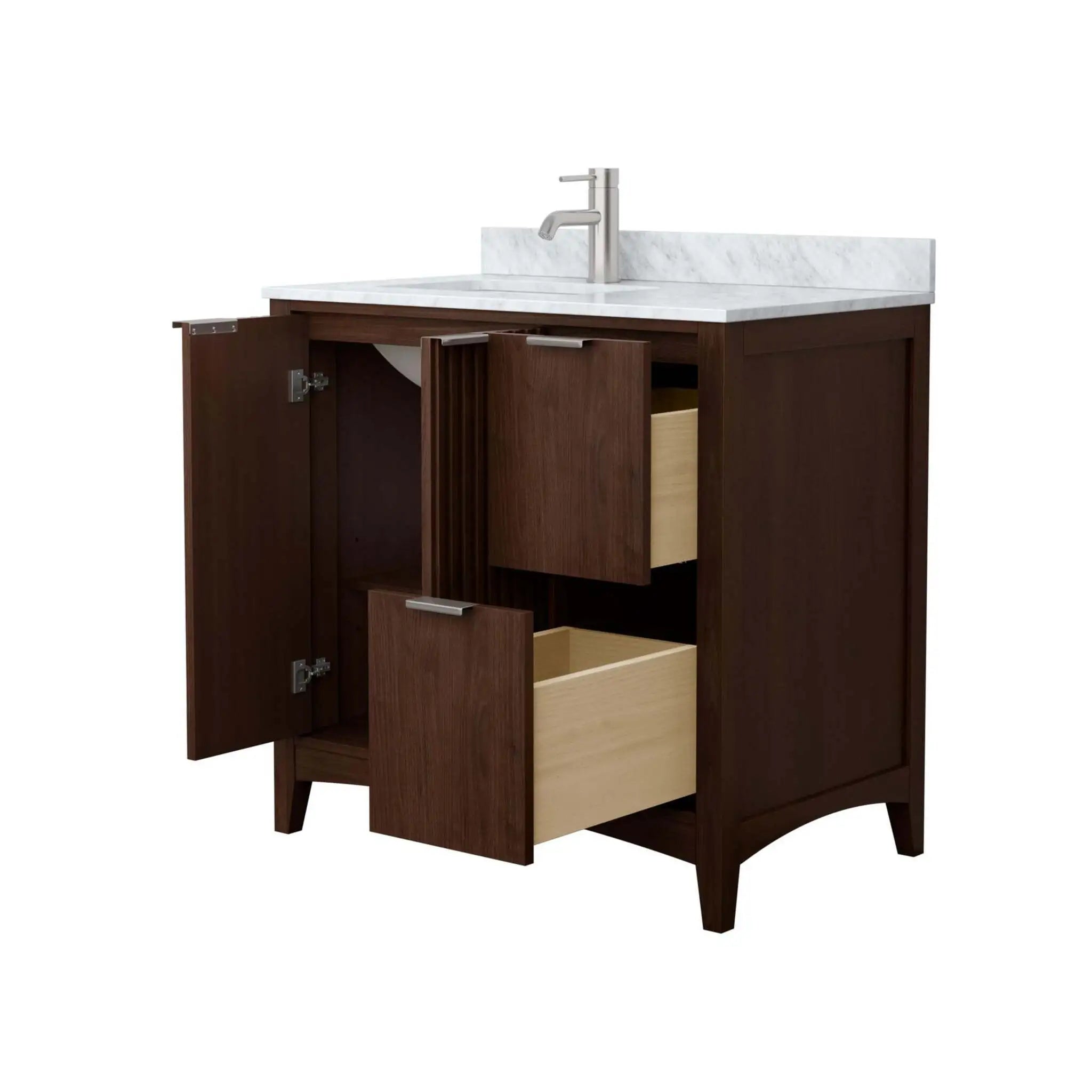 36" Palmilla Single Bathroom Vanity in Dark Walnut with Brushed Nickel Trim by Wyndham