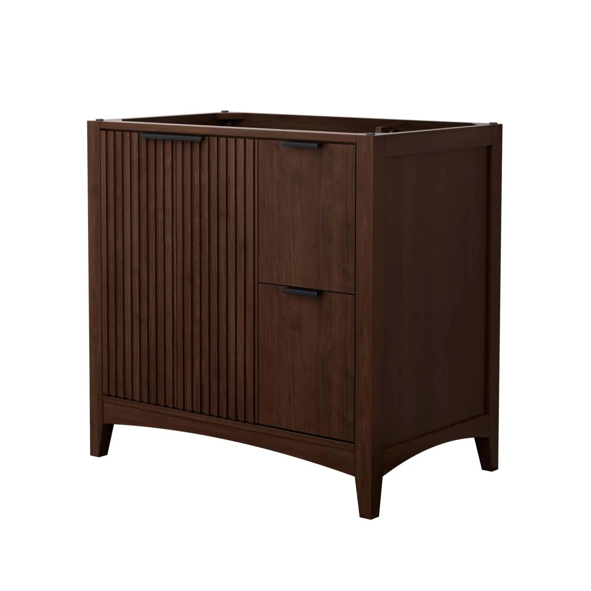 36" Palmilla Single Bathroom Vanity in Dark Walnut with Matte Black Trim by Wyndham