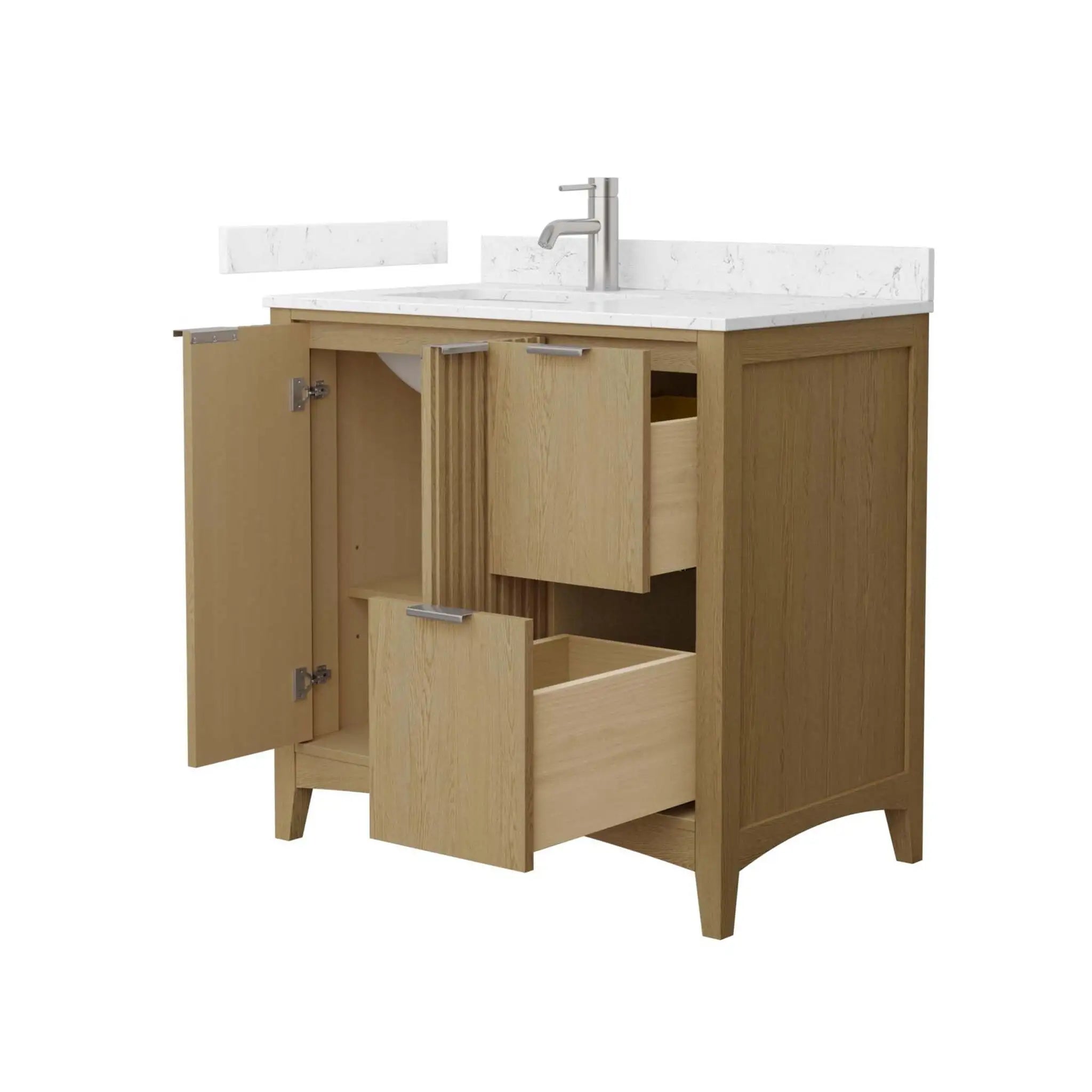 36" Palmilla Single Bathroom Vanity in Natural Oak with Brushed Nickel Trim by Wyndham