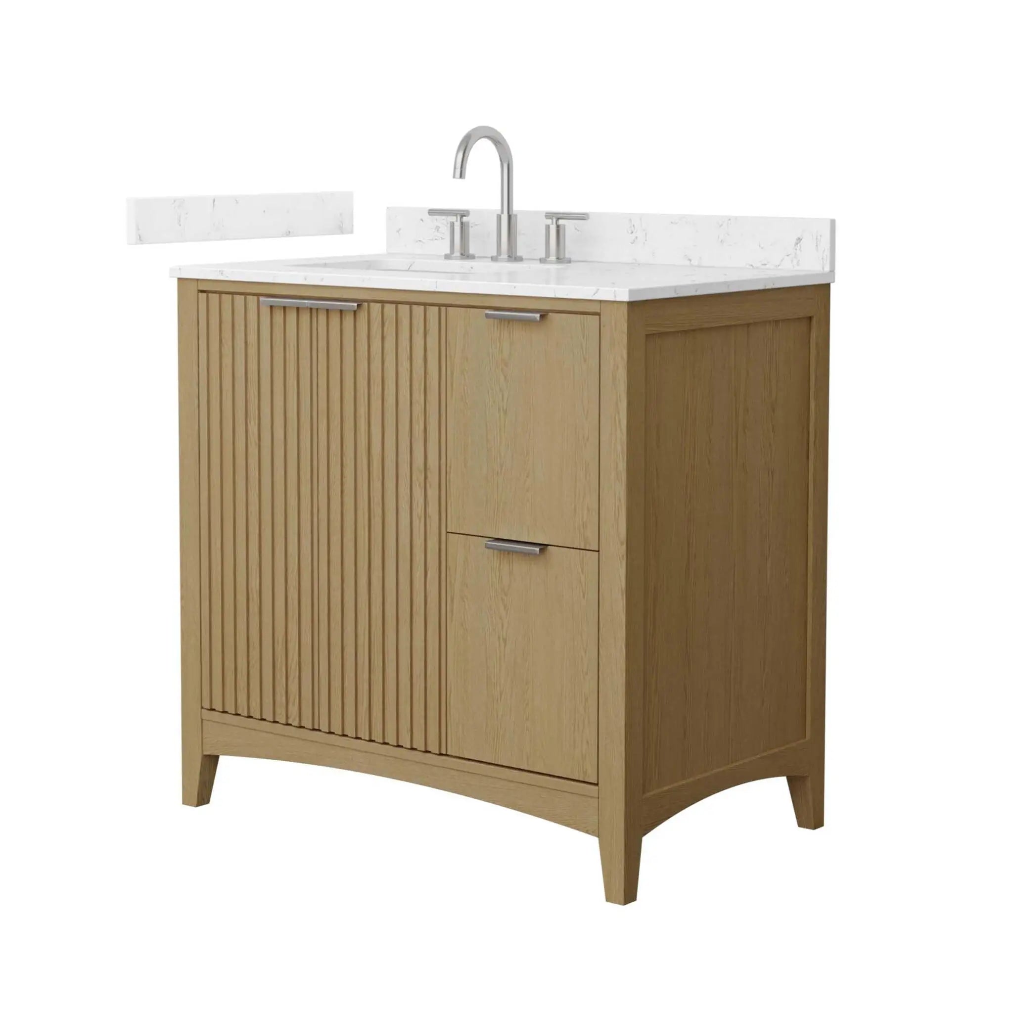 36" Palmilla Single Bathroom Vanity in Natural Oak with Brushed Nickel Trim by Wyndham