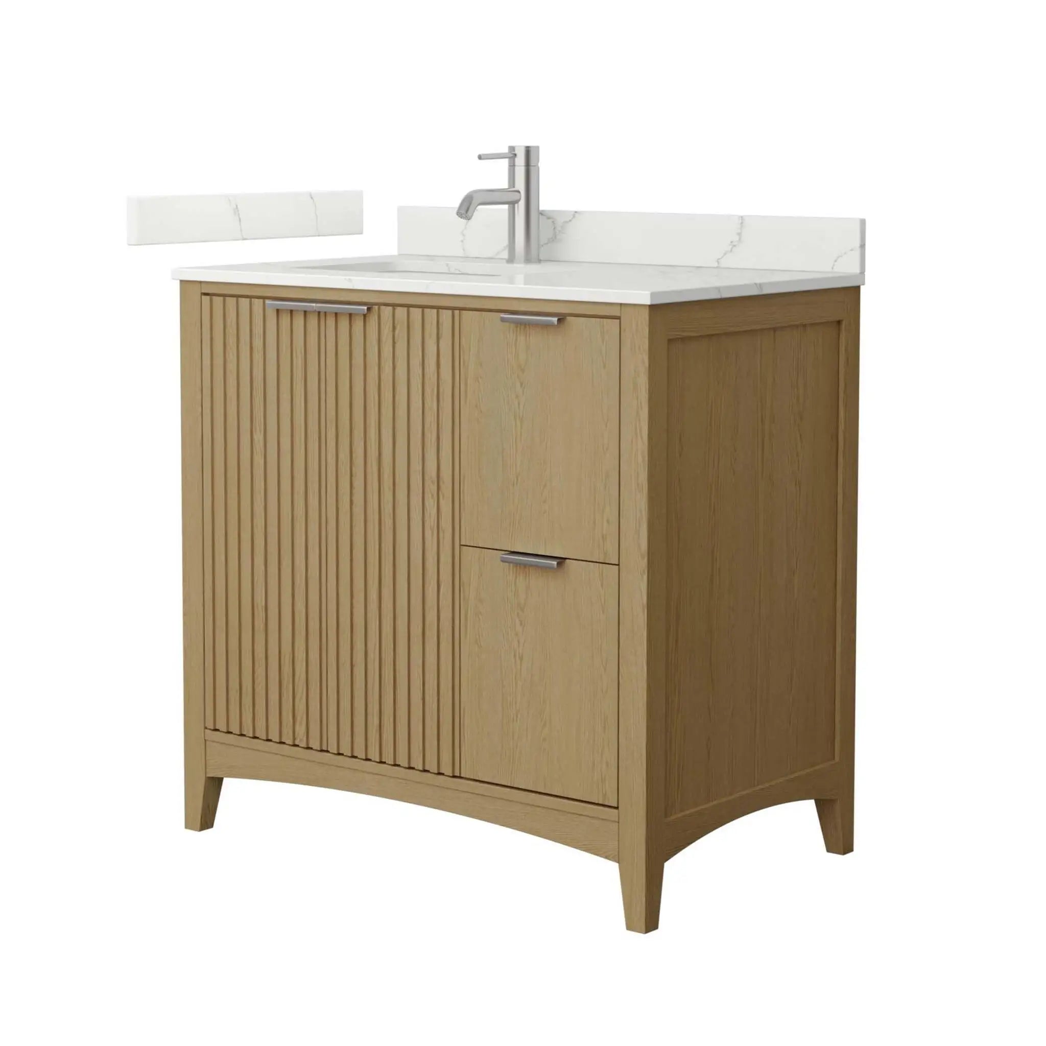 36" Palmilla Single Bathroom Vanity in Natural Oak with Brushed Nickel Trim by Wyndham