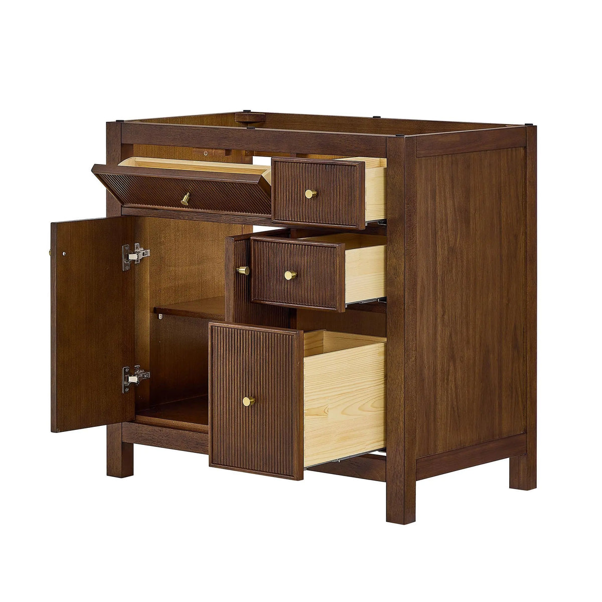 36" Pendry Single Bathroom Vanity Dark Walnut Brushed Gold Trim by wyndham View 27