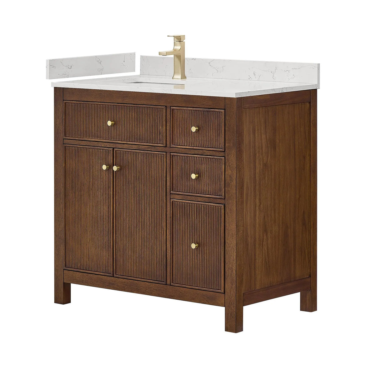 36" Pendry Single Bathroom Vanity Dark Walnut Brushed Gold Trim by wyndham View 1