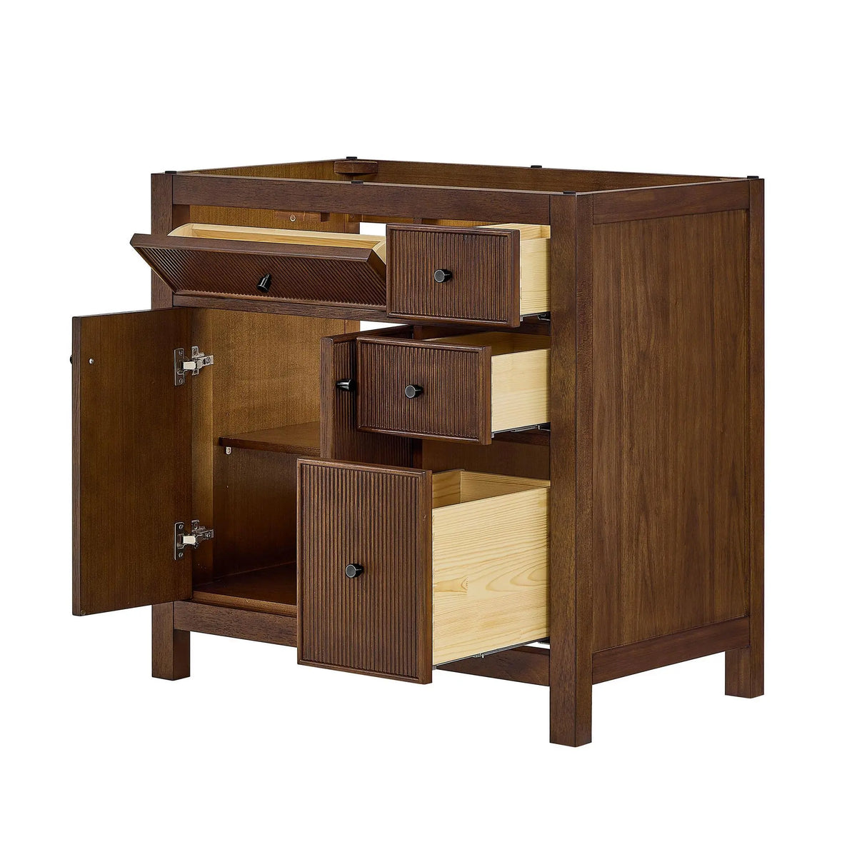 36" Pendry Single Bathroom Vanity Dark Walnut Matte Black Trim by wyndham View 27