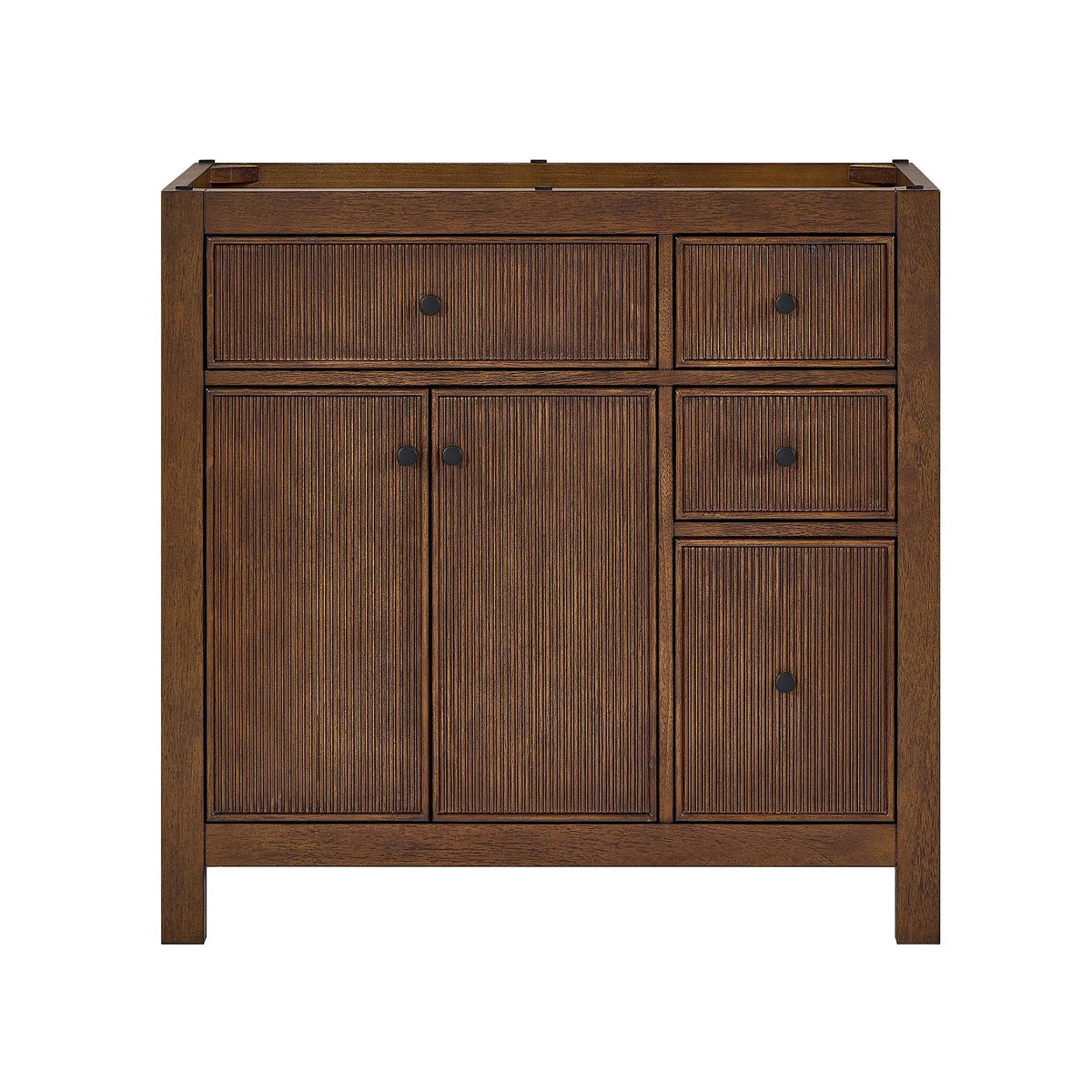 36" Pendry Single Bathroom Vanity Dark Walnut Matte Black Trim by wyndham View 25