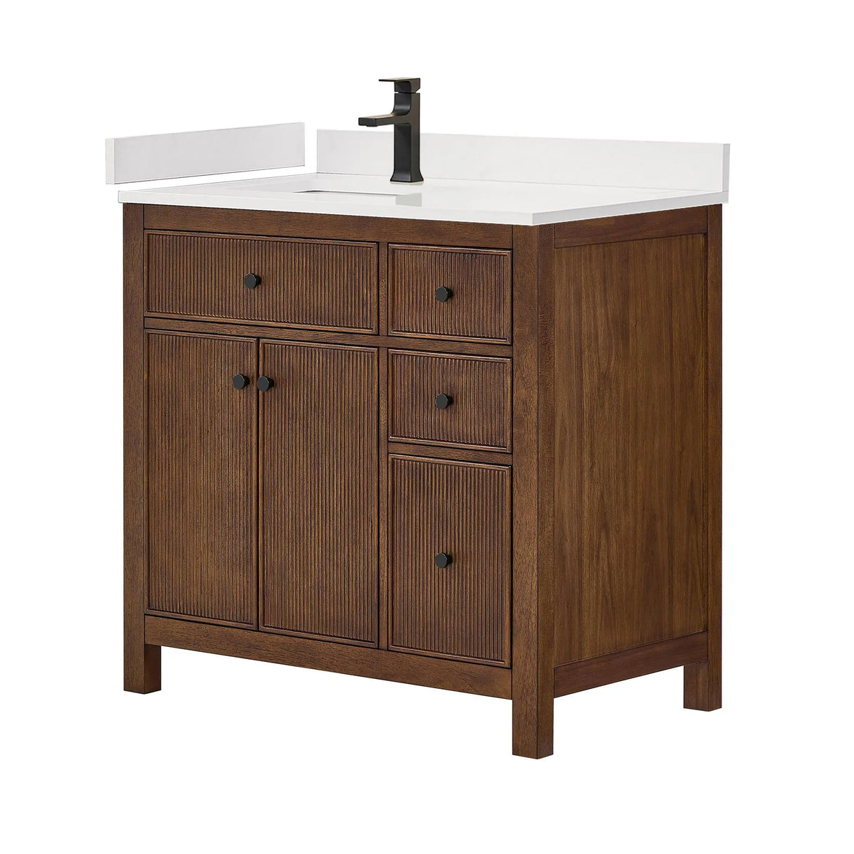 36" Pendry Single Bathroom Vanity Dark Walnut Matte Black Trim by wyndham View 5