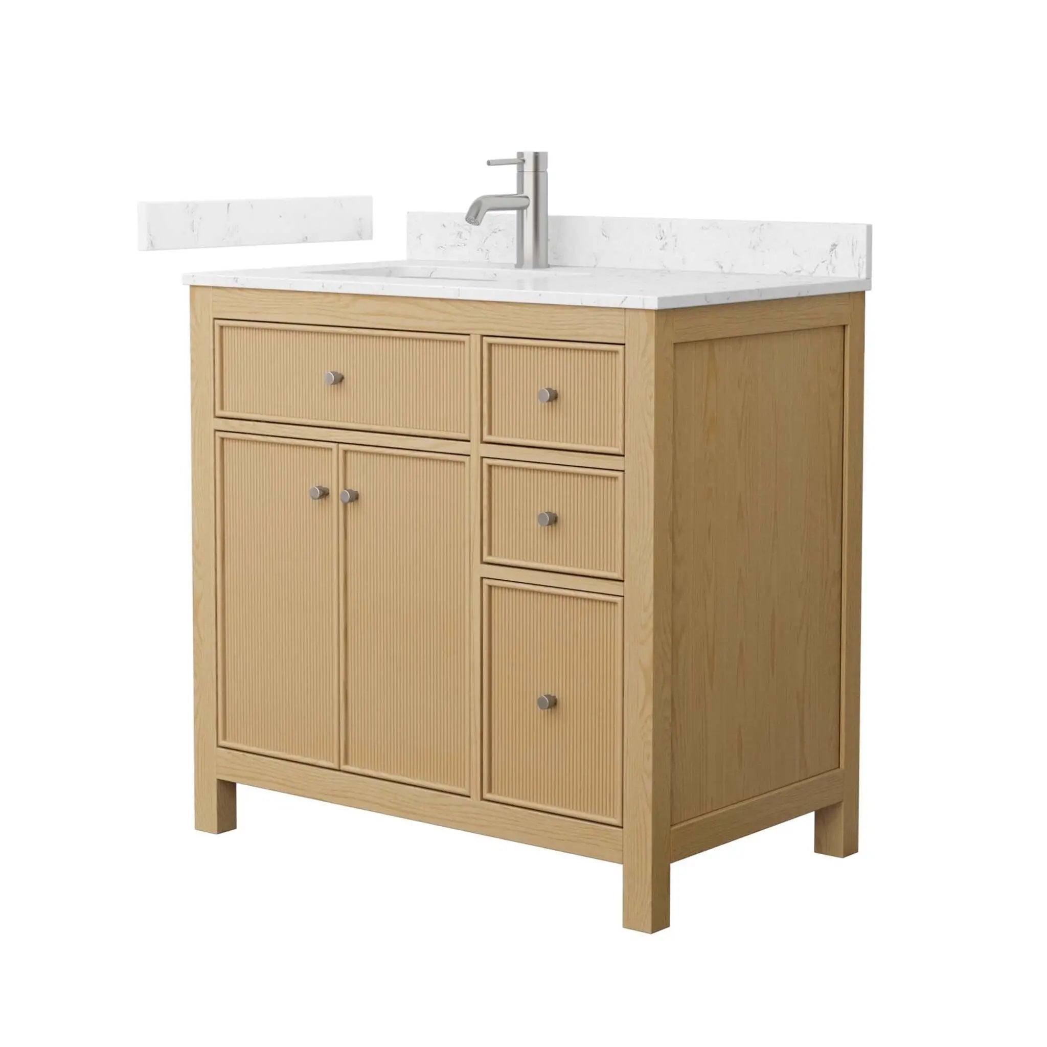 36" Pendry Single Bathroom Vanity in Tanned Oak with Brushed Nickel Trim by Wyndham