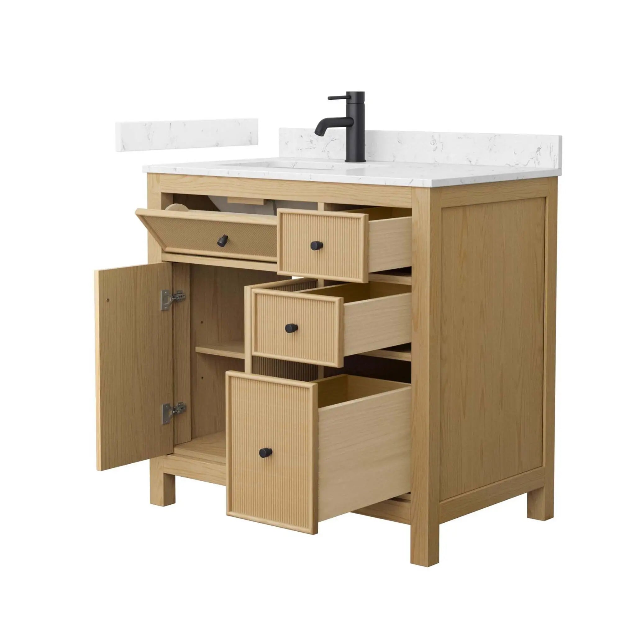 36" Pendry Single Bathroom Vanity in Tanned Oak with Matte Black Trim by Wyndham