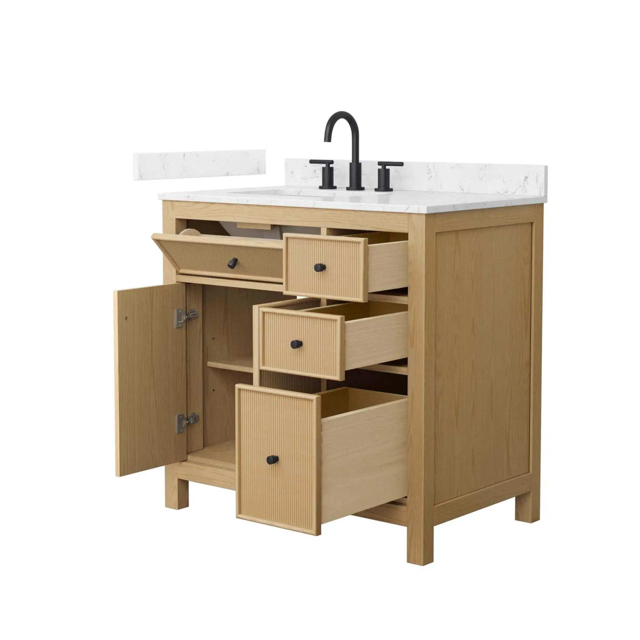 36" Pendry Single Bathroom Vanity in Tanned Oak with Matte Black Trim by Wyndham
