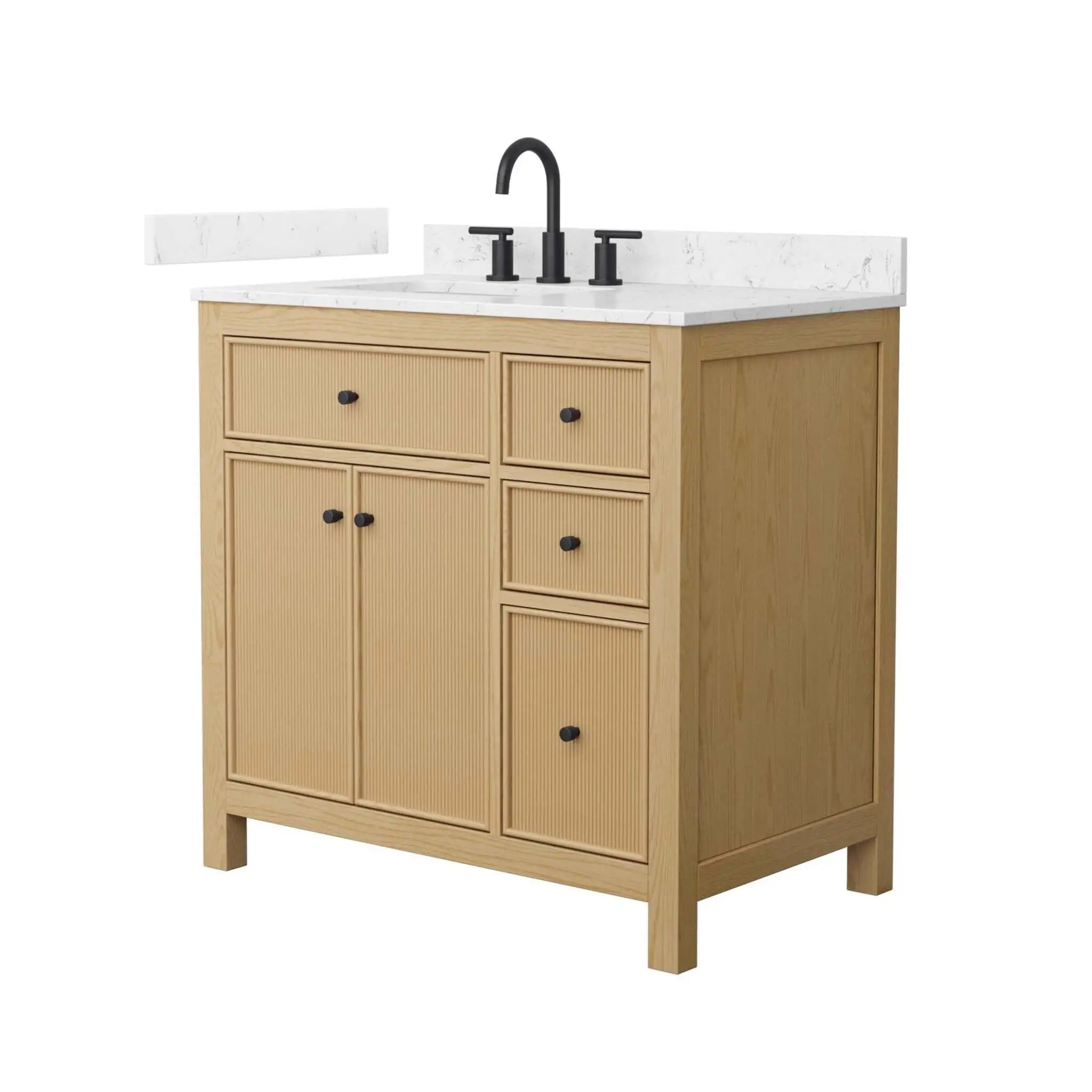 36" Pendry Single Bathroom Vanity in Tanned Oak with Matte Black Trim by Wyndham
