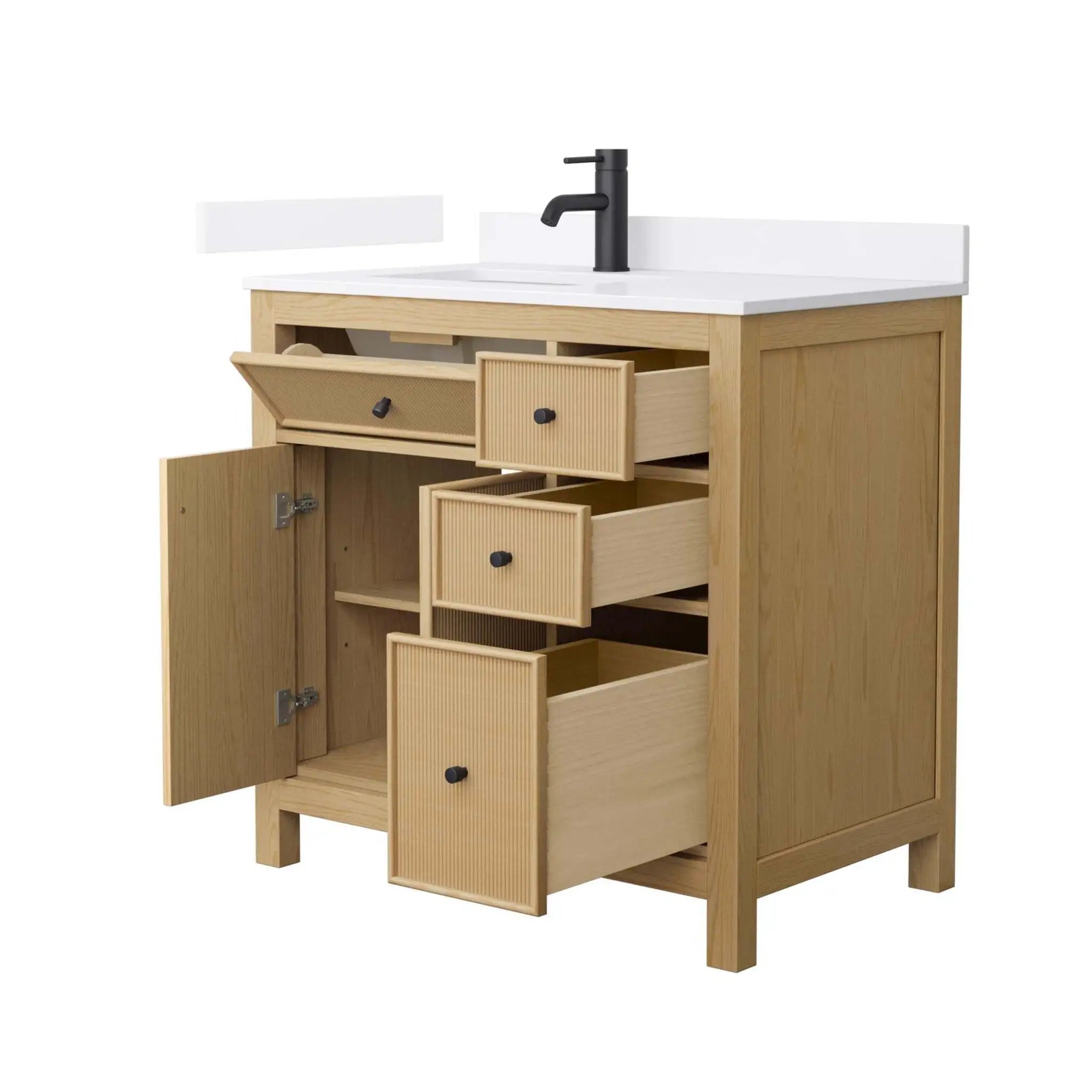 36" Pendry Single Bathroom Vanity in Tanned Oak with Matte Black Trim by Wyndham