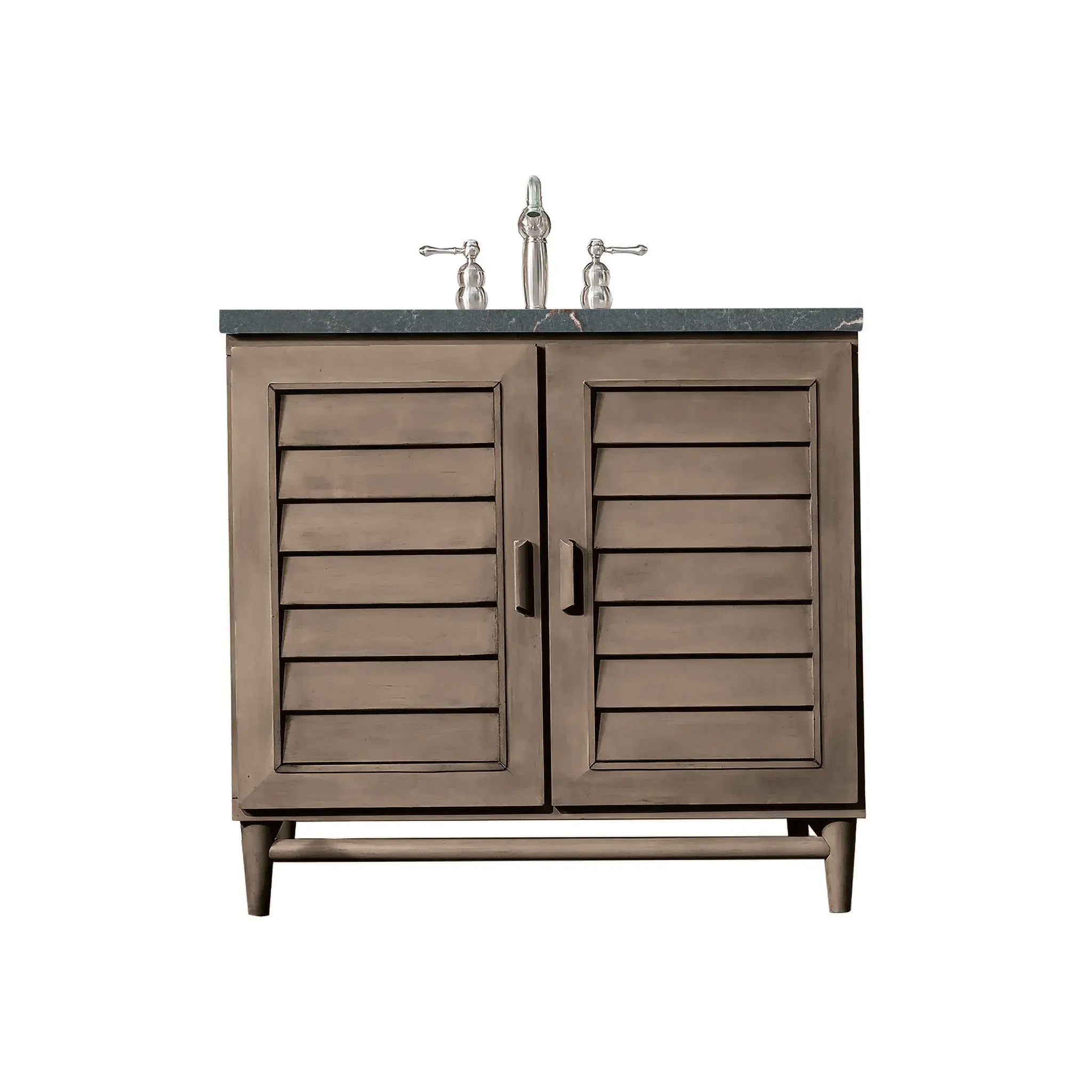 36" Portland Single Vanity in Whitewashed Walnut-Parisien Bleu Silestone-8" Widespread image