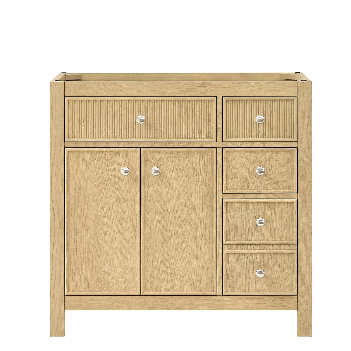 36" Rian Single Bathroom Vanity (Offset) Scandinavian Oak Brushed Nickel Trim by wyndham View 1