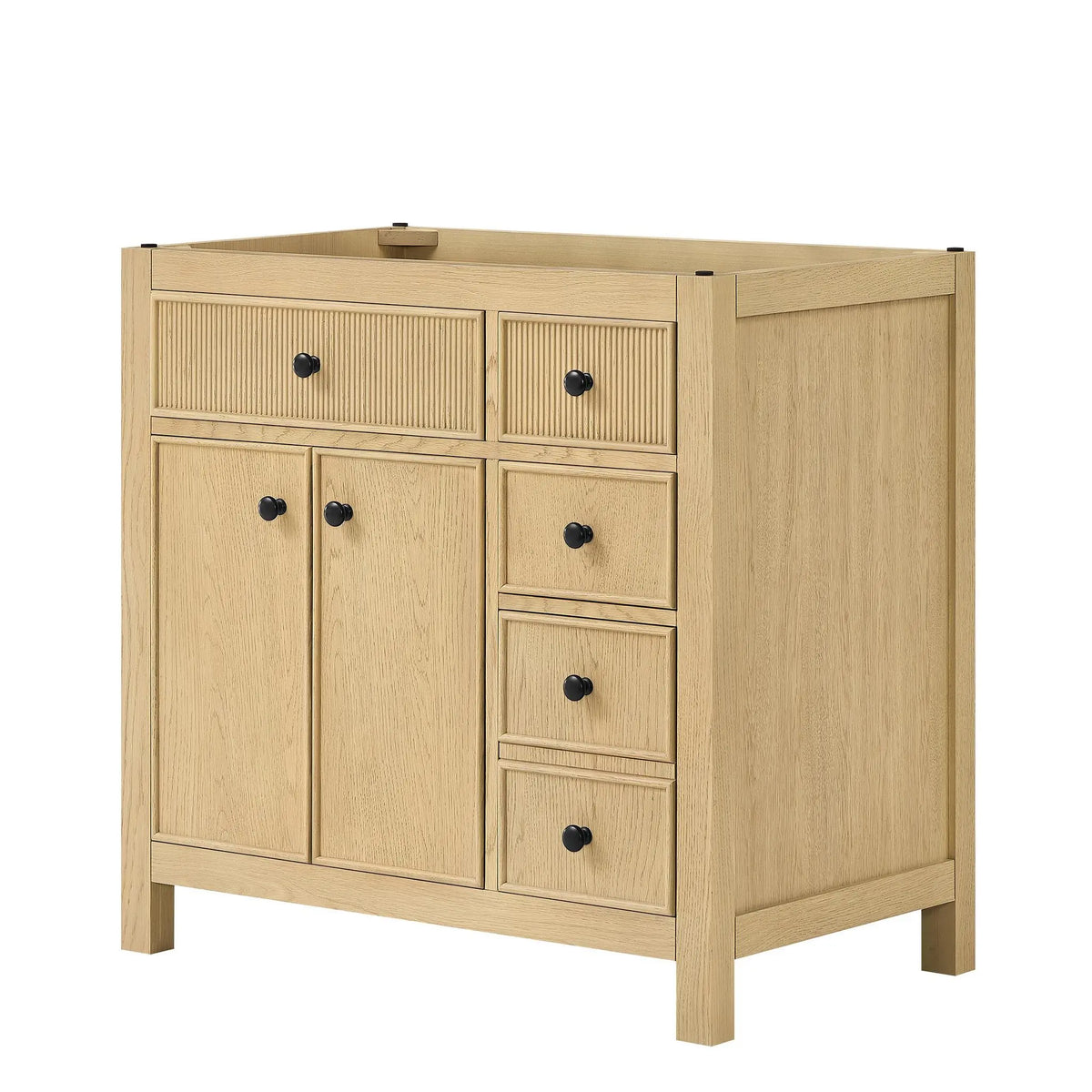 36" Rian Single Bathroom Vanity (Offset) Scandinavian Oak Matte Black Trim by wyndham View 3
